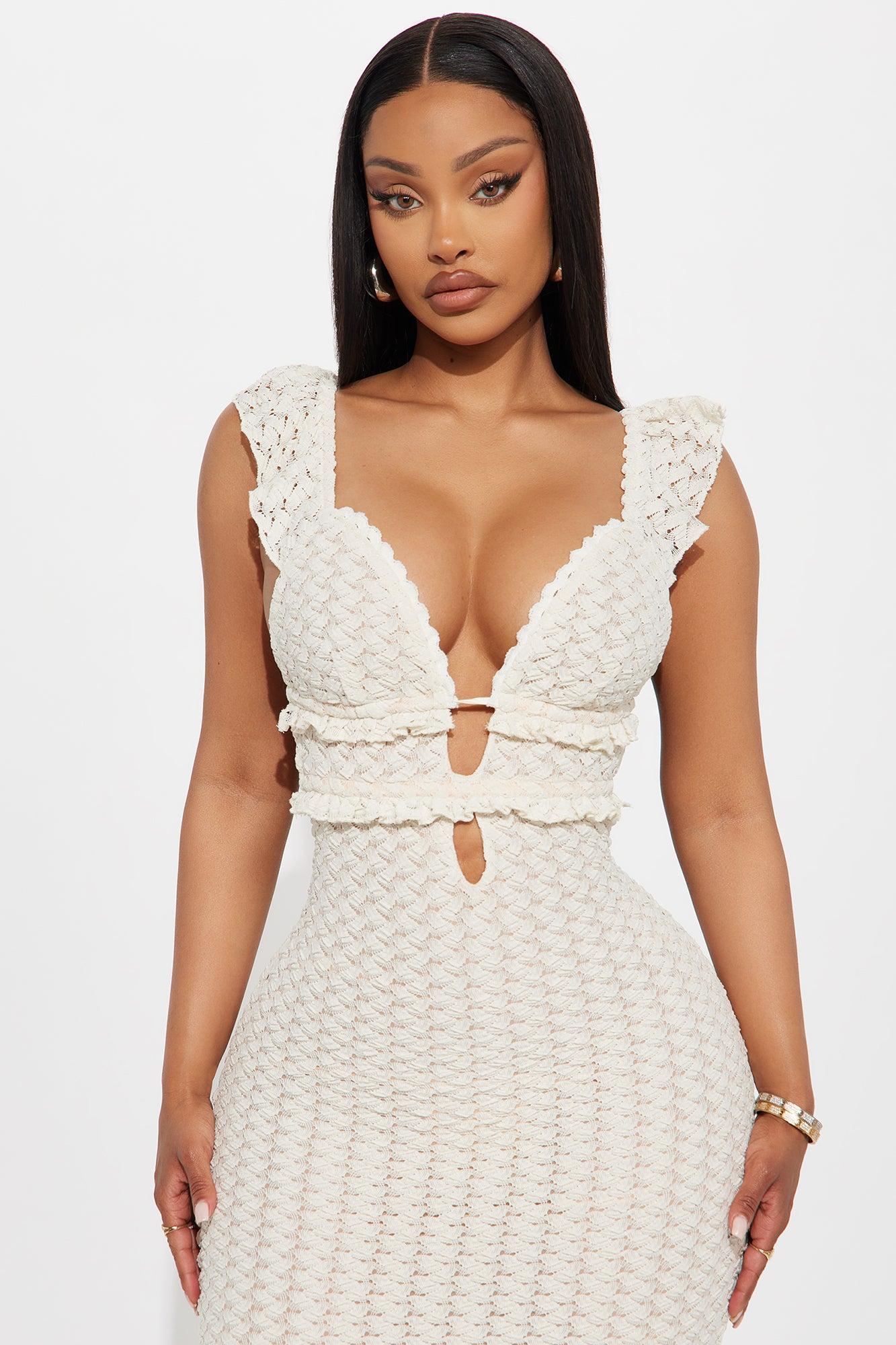 Paige Lace Backless Maxi Dress - Cream Product Image