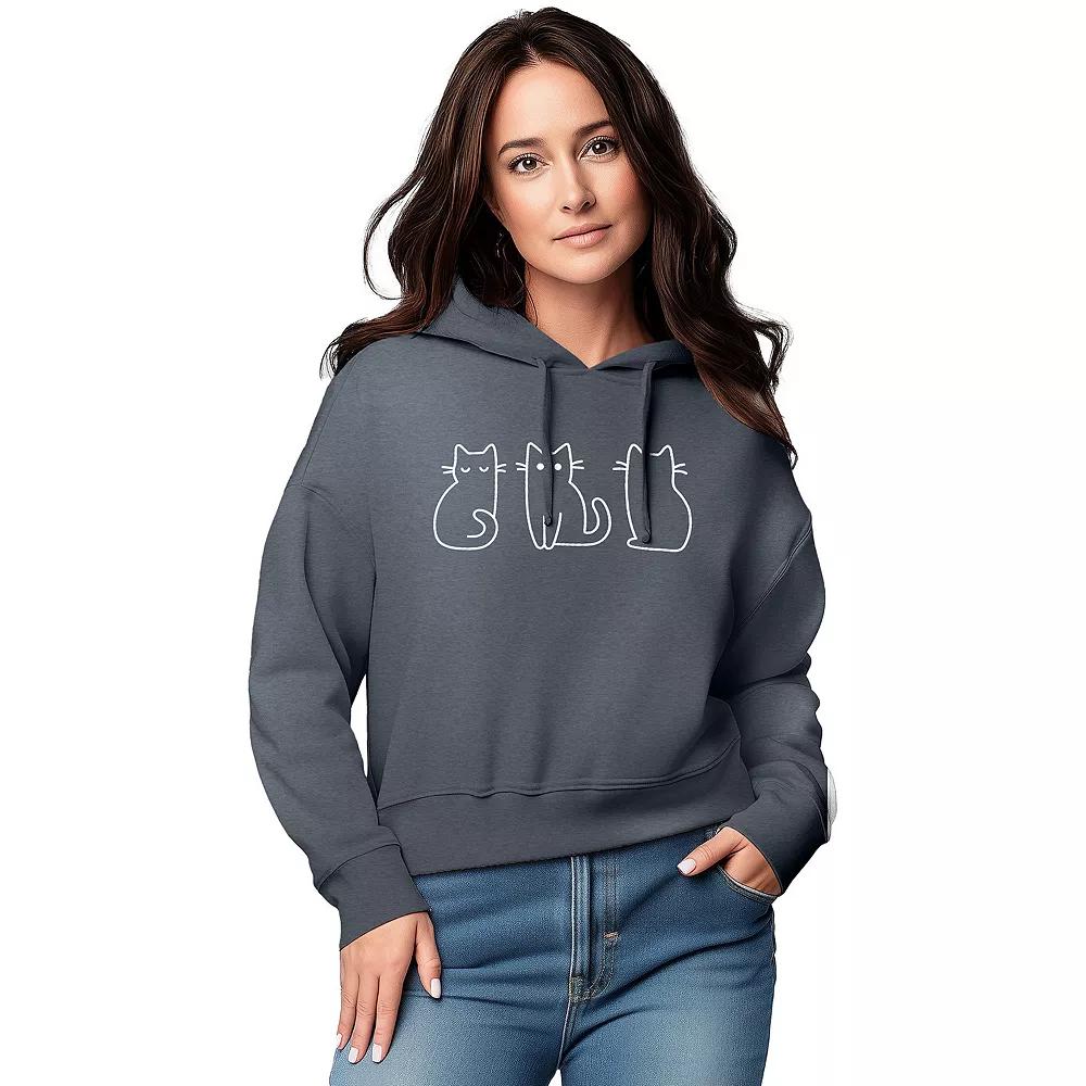Women's Cat Outlines Graphic Cropped Hoodie,  Product Image