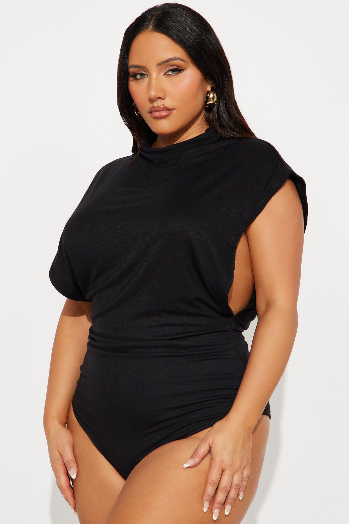 Audra Double Lined Turtle Neck Bodysuit - Black Female Product Image