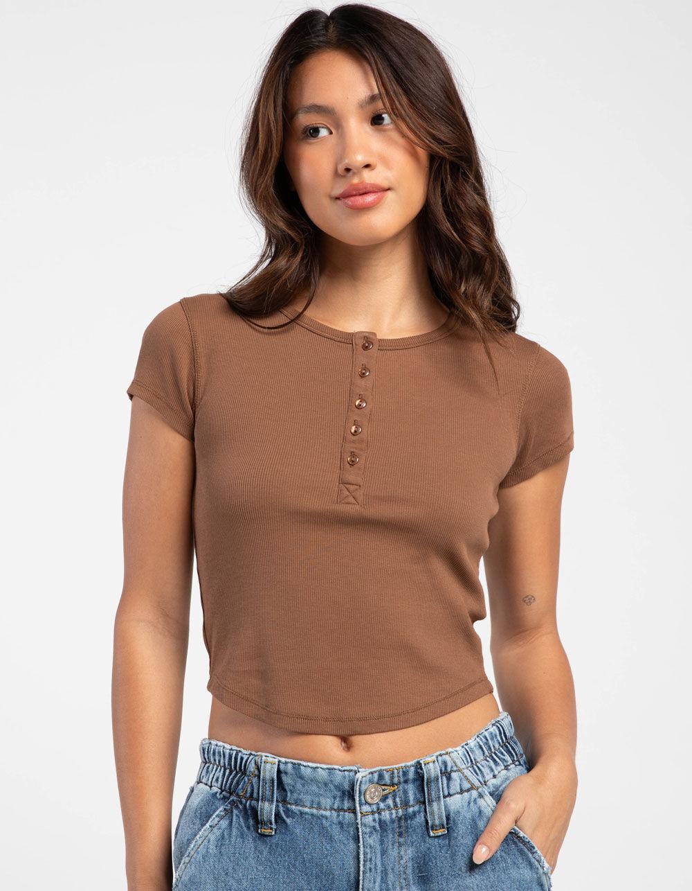 BDG Urban Outfitters Womens Baby Henley - RED Product Image