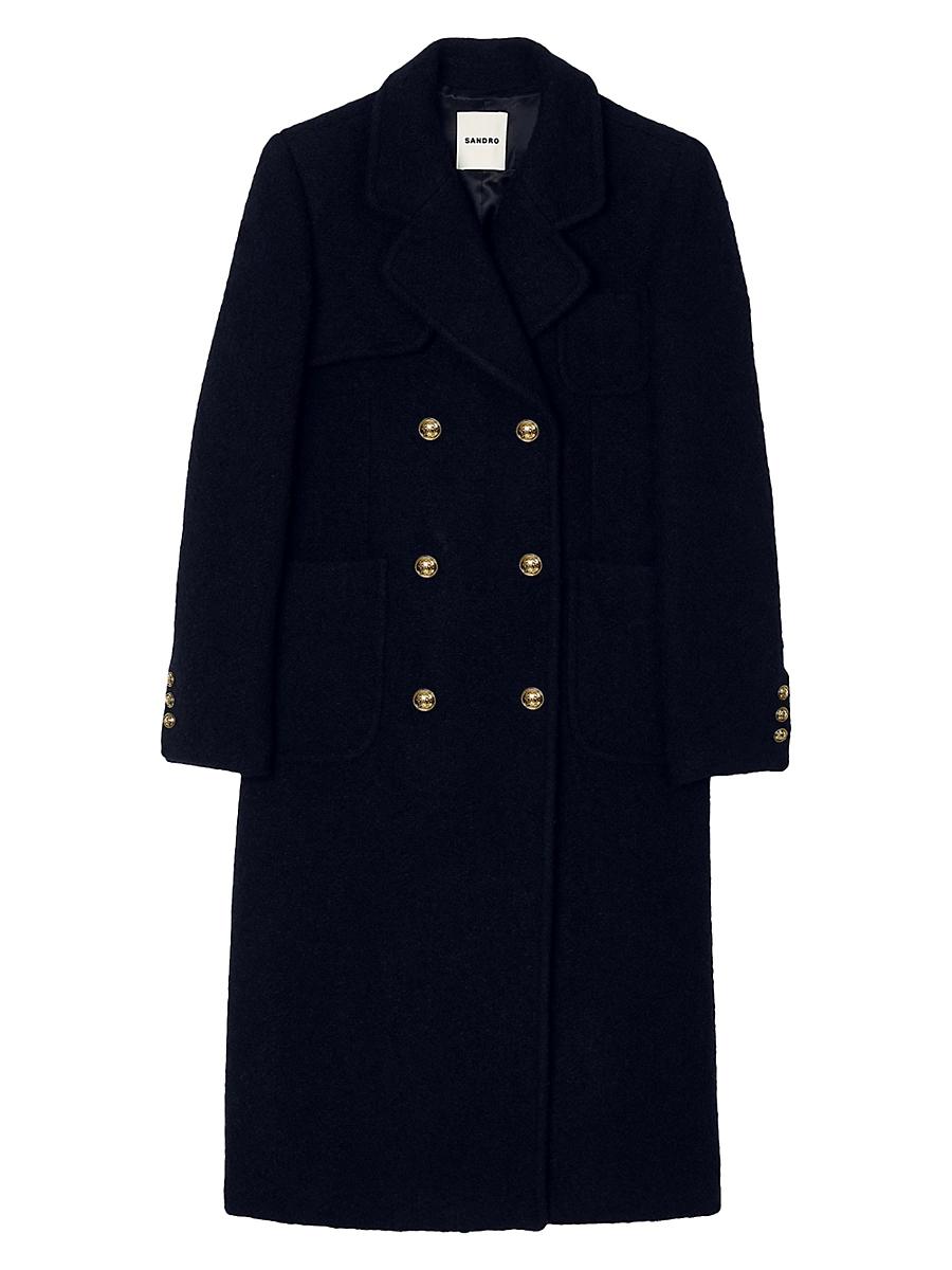 Womens Long Double-Breasted Coat Product Image