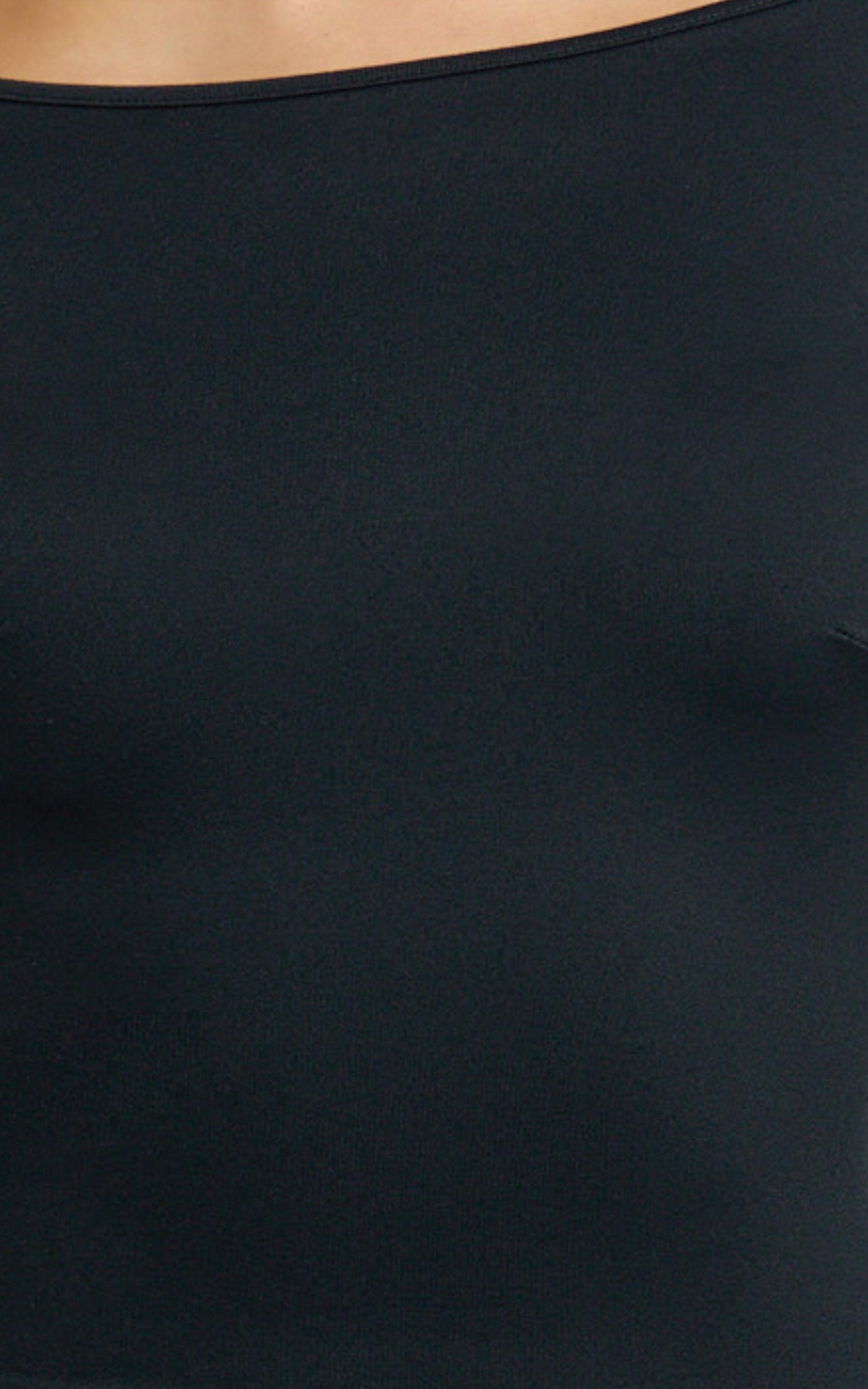 Adora Mini Dress - Long Sleeve Backless Boat Neck A Line Dress in Black Product Image