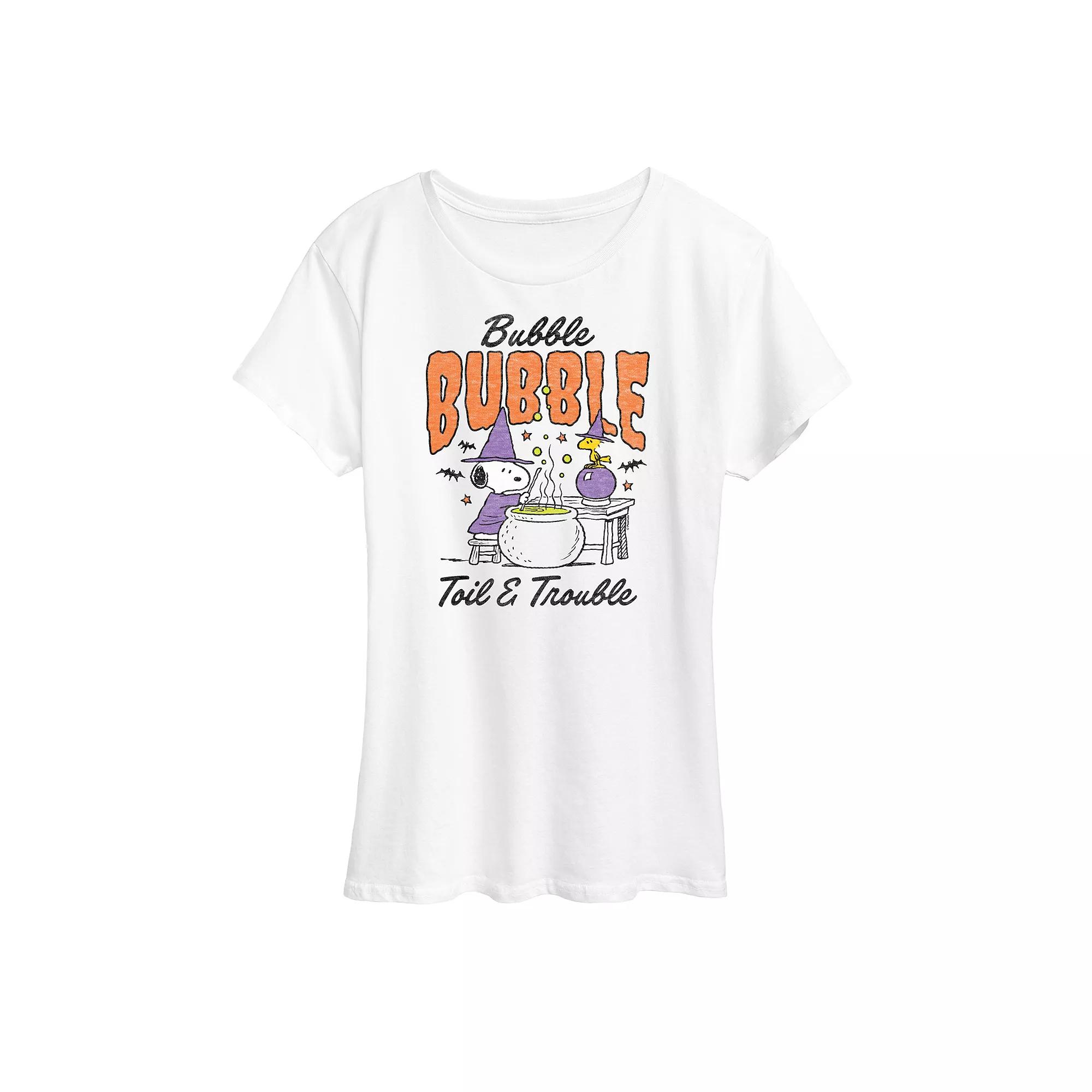Women's Peanuts Snoopy & Woodstock Bubble Bubble Toil Trouble Graphic Tee,  Product Image