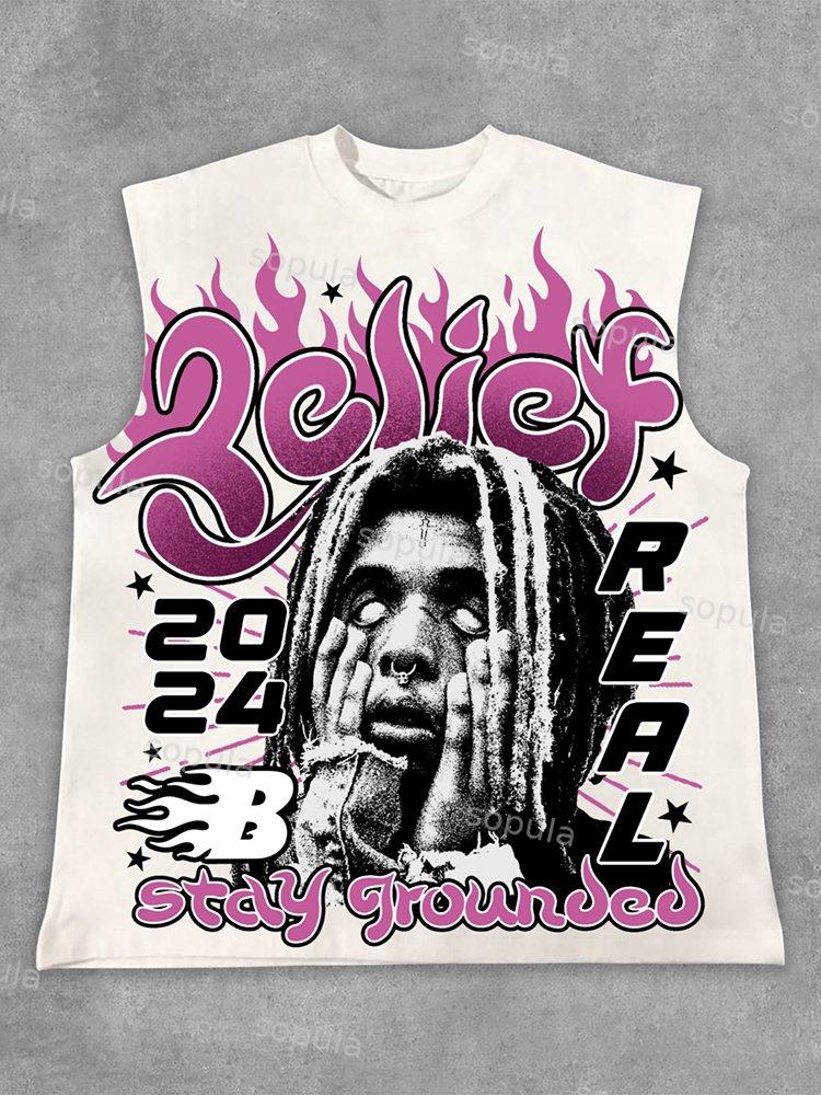 Sopula 2024 Street Faith Male Head Graphic Cotton Sleeveless Vest Product Image