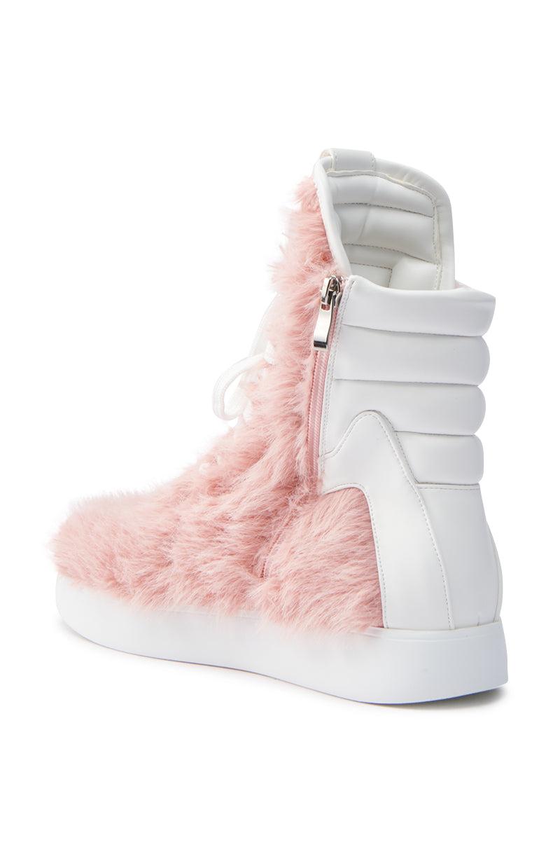 AZALEA WANG RIORDAN PINK FUR HIGHTOP SNEAKER Product Image