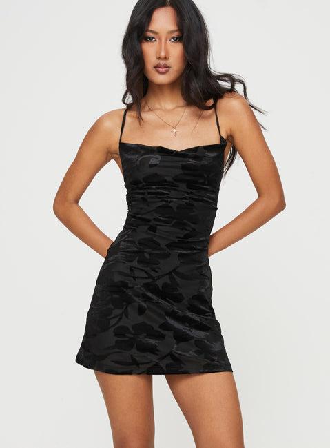 Celena Mini Dress Burn Out Black Product Image
