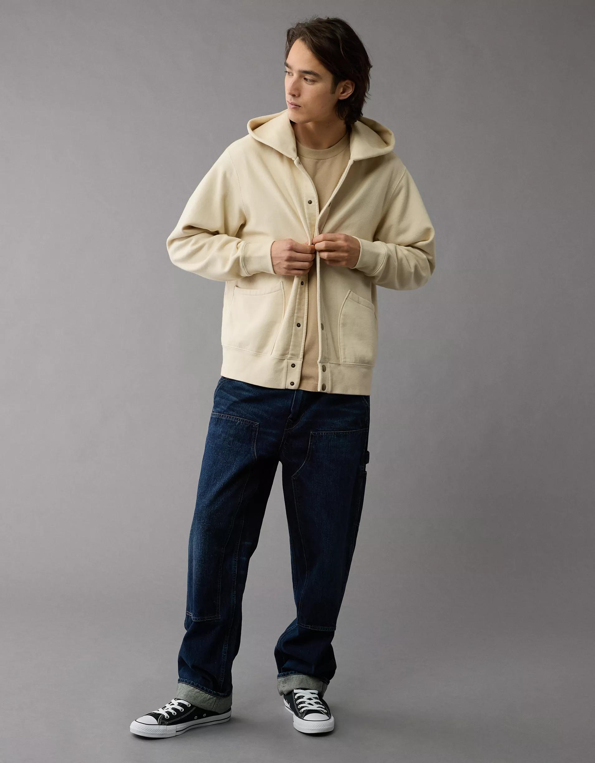 AE Laidback Luxe Heavyweight Button-Up Hoodie Product Image