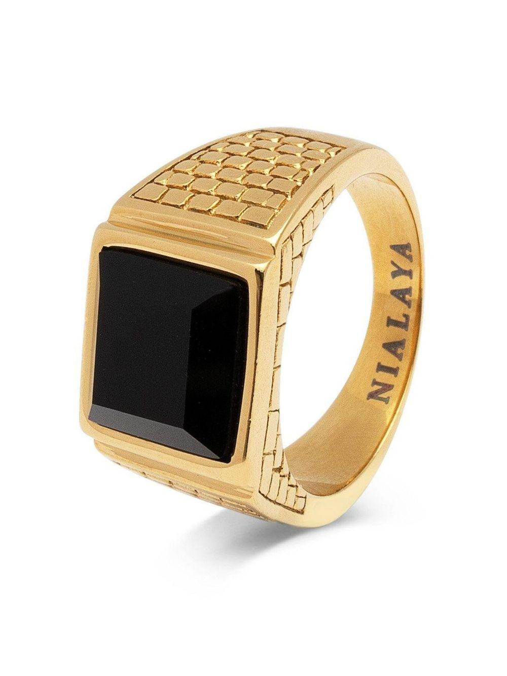 Golden Brick agate signet ring  Product Image