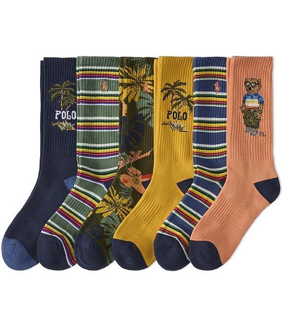 Polo Ralph Lauren Big & Talll RL Surf Club Bear Crew Socks 6-Pack Product Image