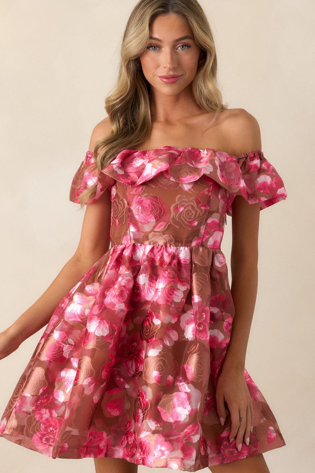 Someone To Love Camel Jacquard Mini Dress Product Image