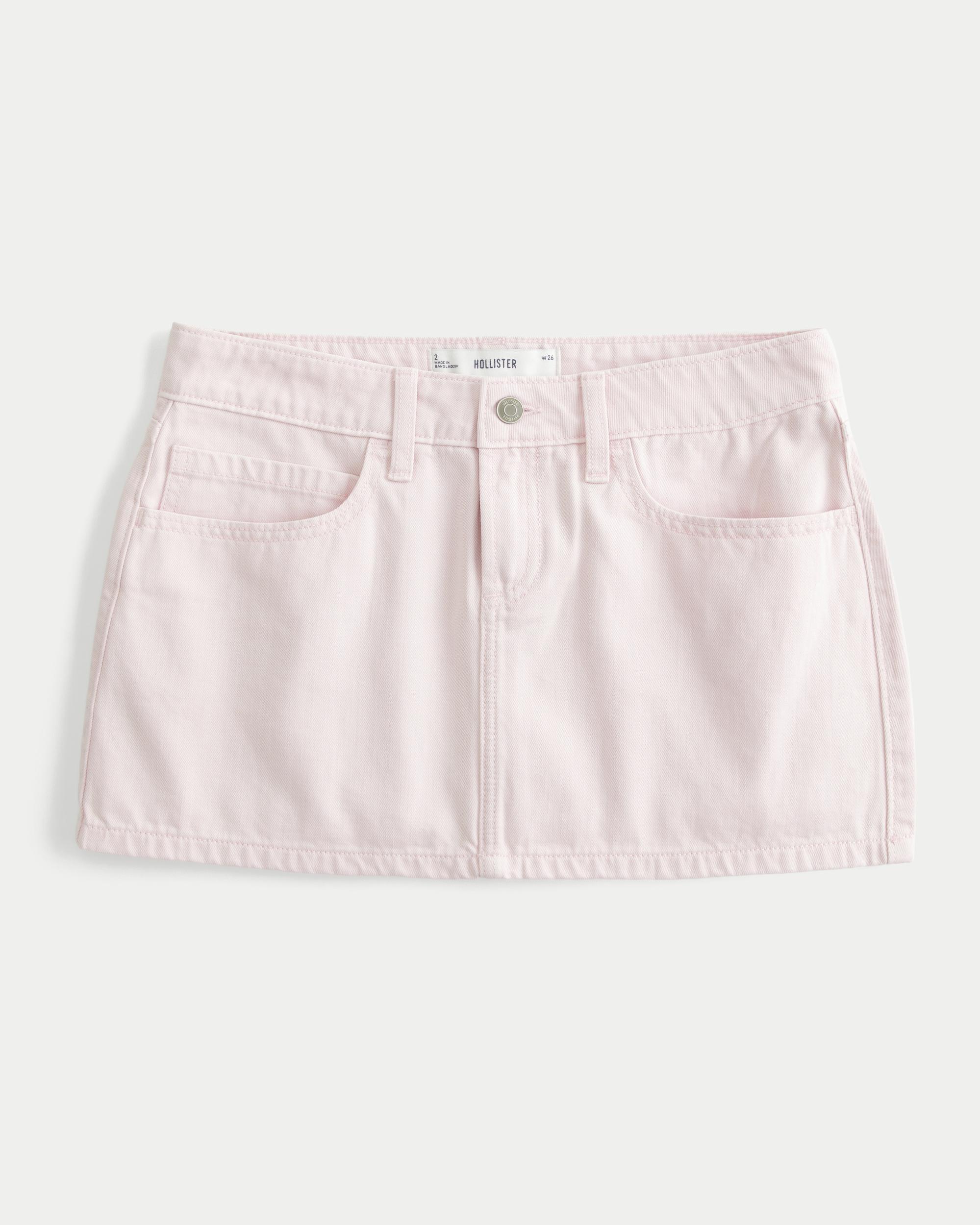 Low-Rise Pink Denim Mini Skort Product Image