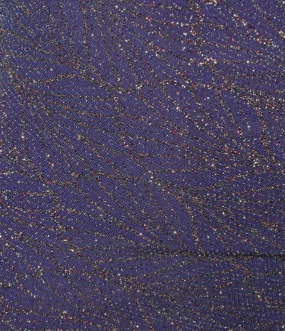 Honey and Rosie Glitter Knit Off-The-Shoulder Front Slit Gown Product Image