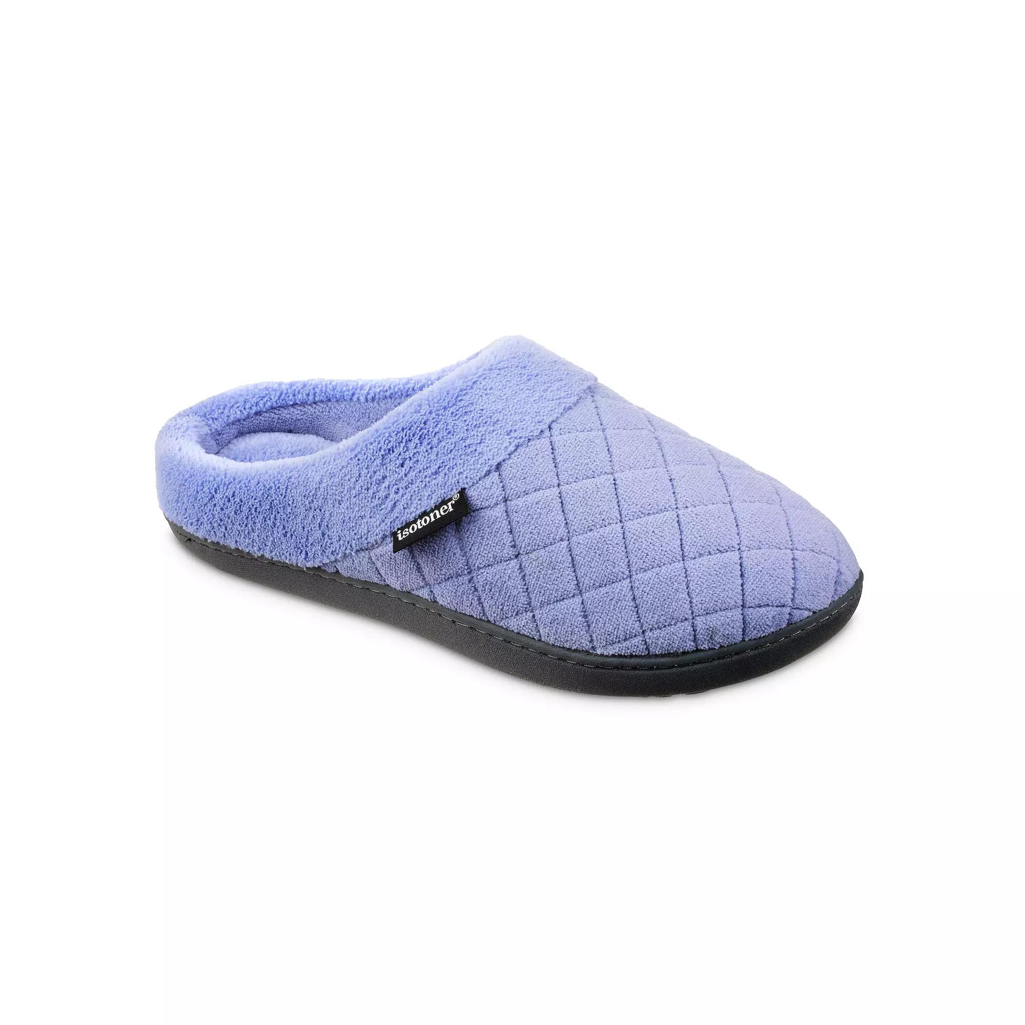 isotoner Diamond Quilted Microterry Hoodback Women's Slippers, Size: XL, Purple Product Image