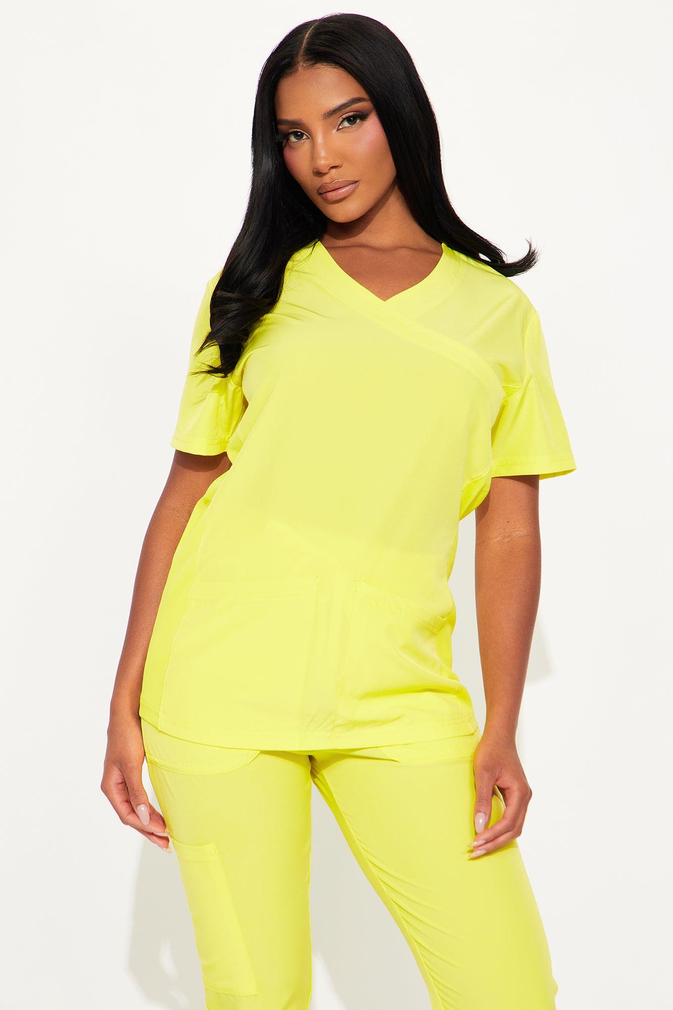 Overtime 4 Way Stretch Scrub Jogger Set - Yellow Female Product Image
