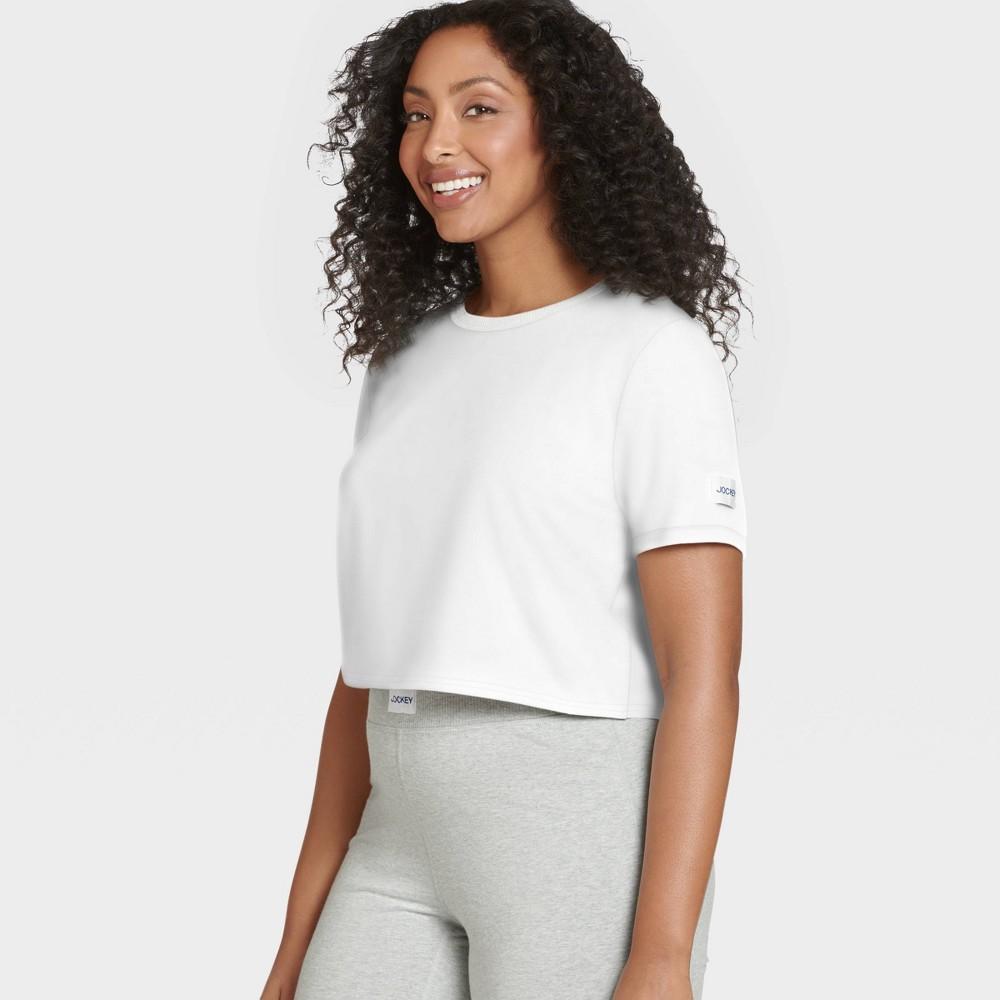 Jockey Generation™ Women's Organic Cotton Stretch Cropped T-Shirt - Gray XL: Midweight Knit, Crew Neck, Tagless Design Product Image