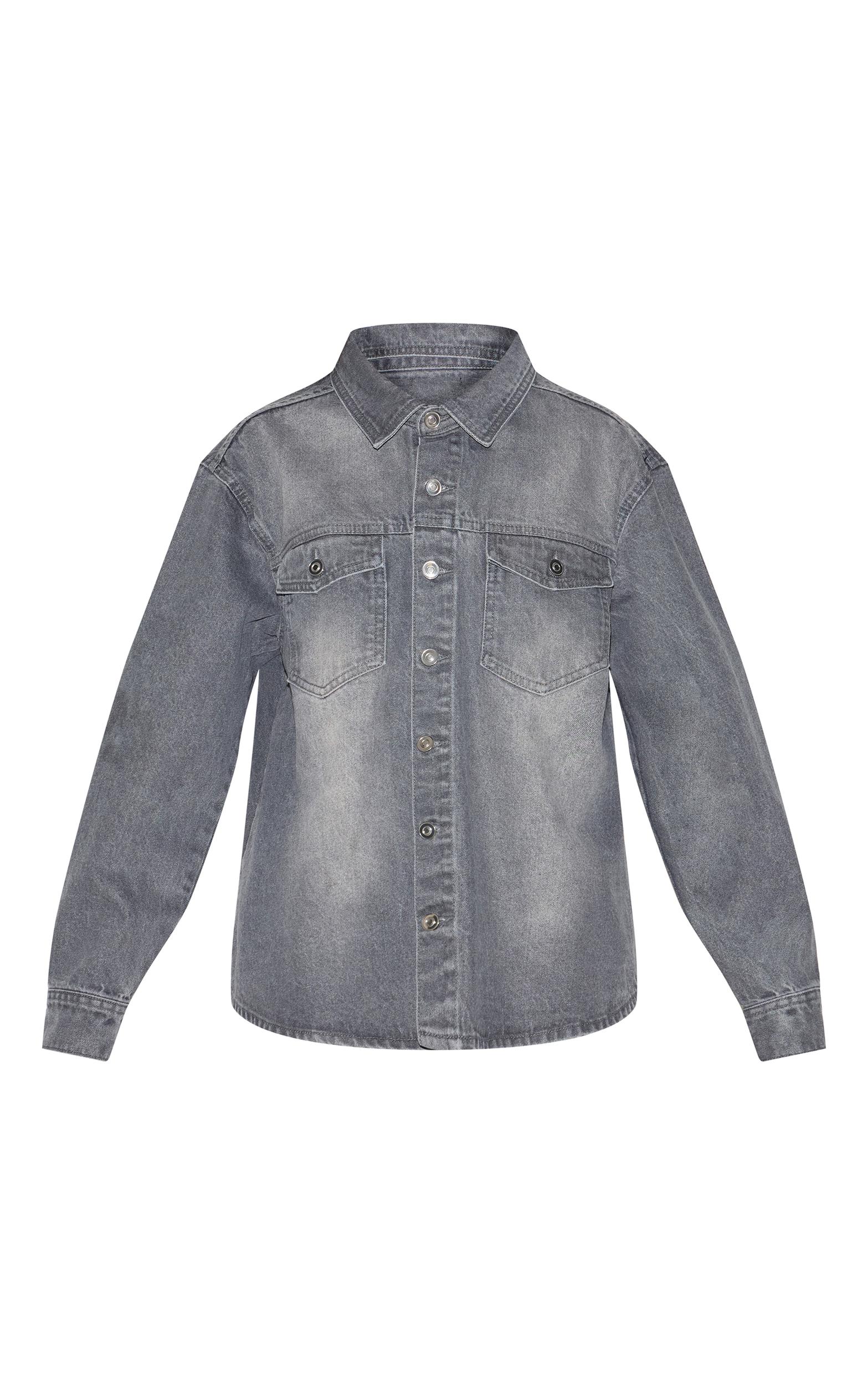 Grey Boxy Fit Denim Shirt Product Image