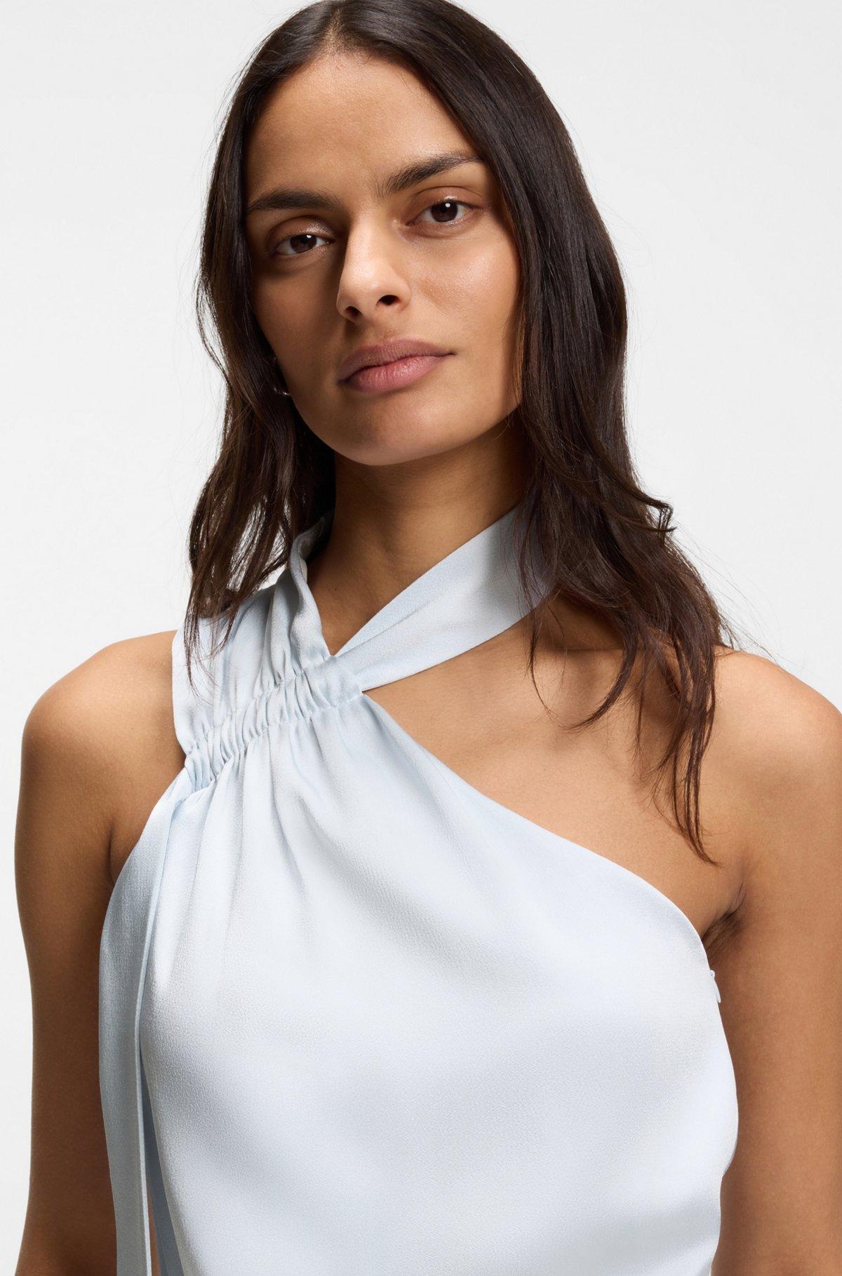 One-shoulder jumpsuit with wrap-effect front Product Image