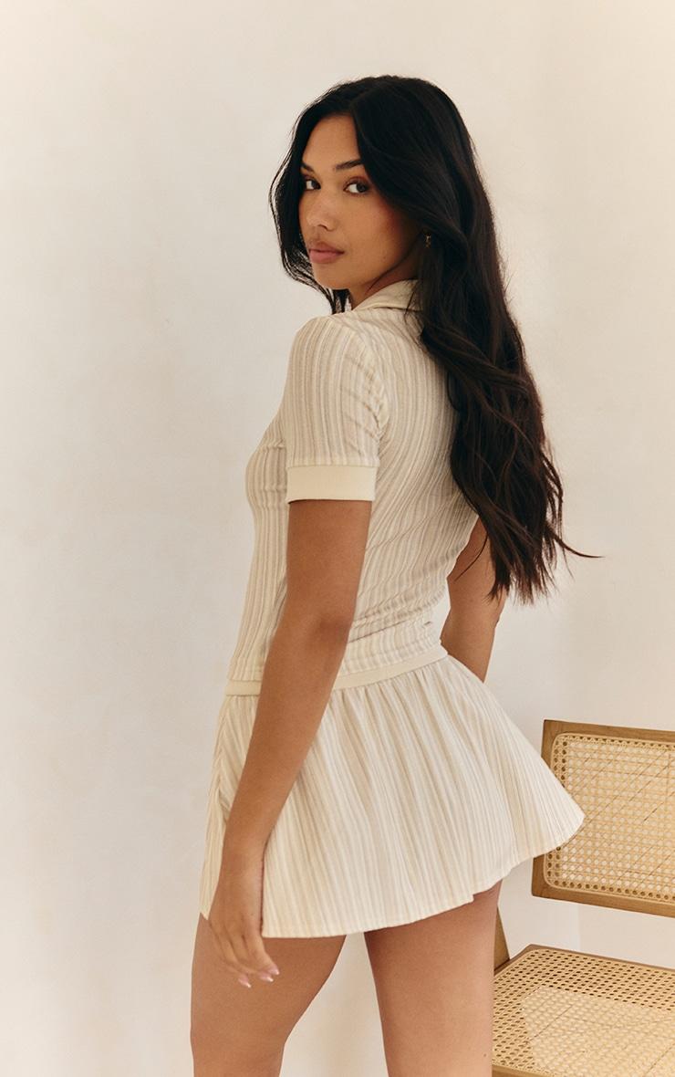  Cream Textured Button Detail Mini Skort Product Image