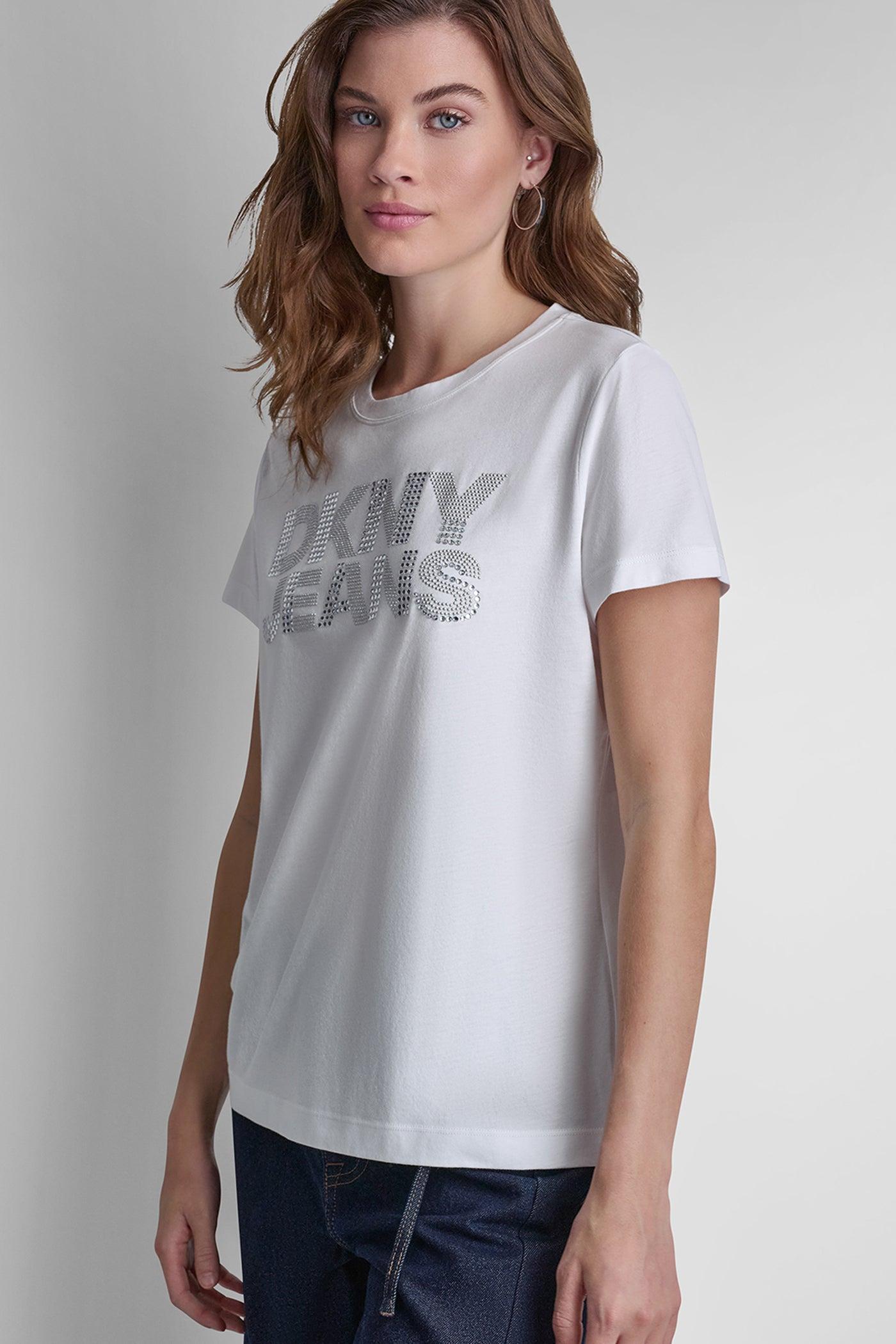 DKNY JEANS STACKED RHINESTONE DOME TEE Product Image