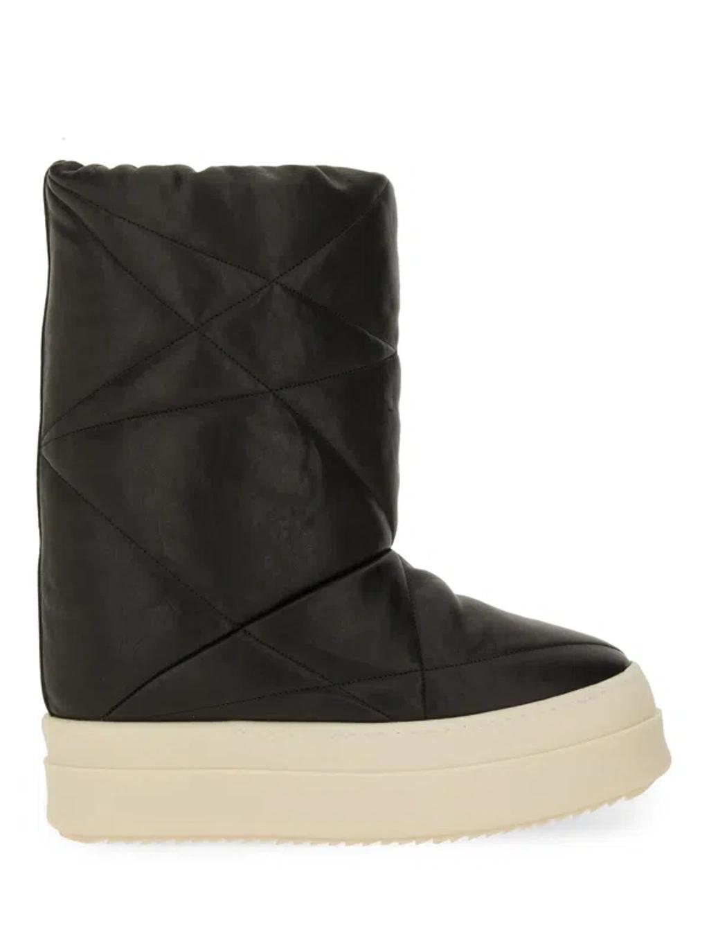RICK OWENS Round Toe Ankle Boots With Contrast Sole In Black Product Image