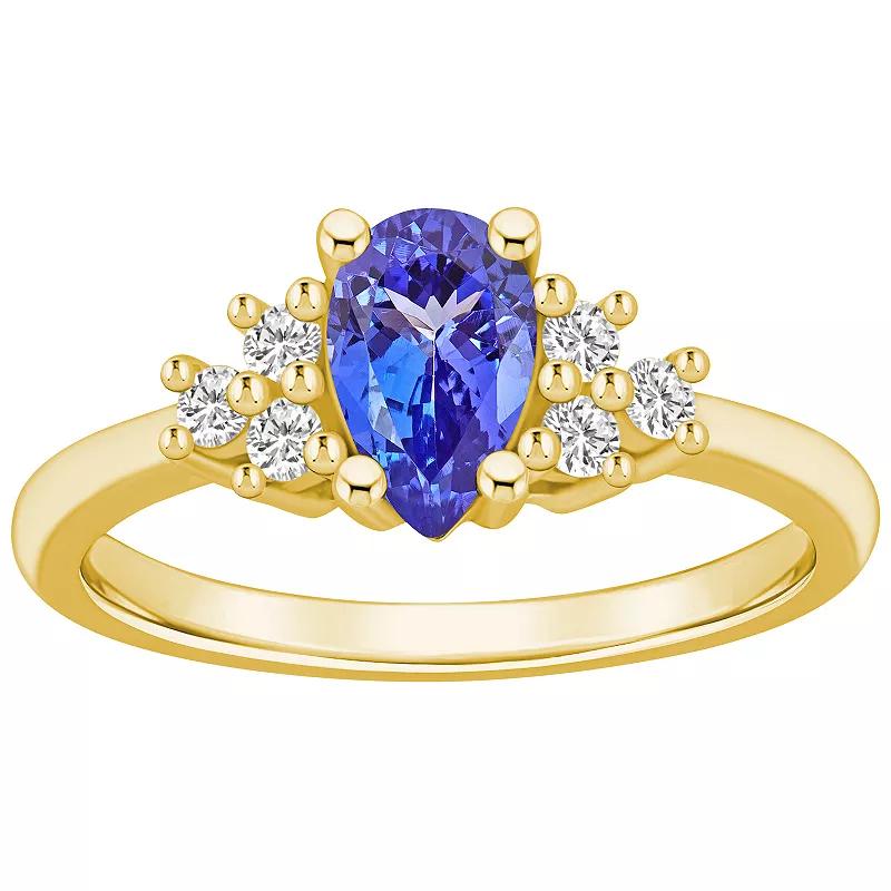 Alyson Layne 14k Gold Pear Shape Tanzanite & 1/5 Carat T.W. Diamond Ring, Women's, Size: 9 Product Image