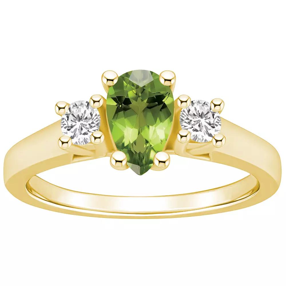 Alyson Layne 14k Gold Pear Cut Peridot & 1/4 Carat T.W. Diamond Ring, Women's, Size: 9, Green Product Image
