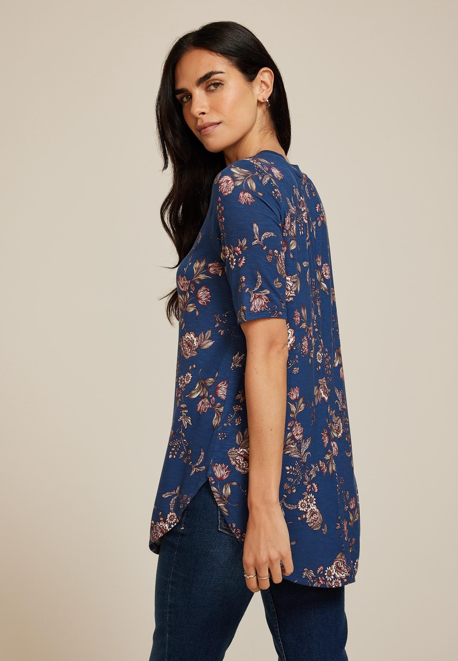 24/7 Olivia Floral Tunic Tee Product Image
