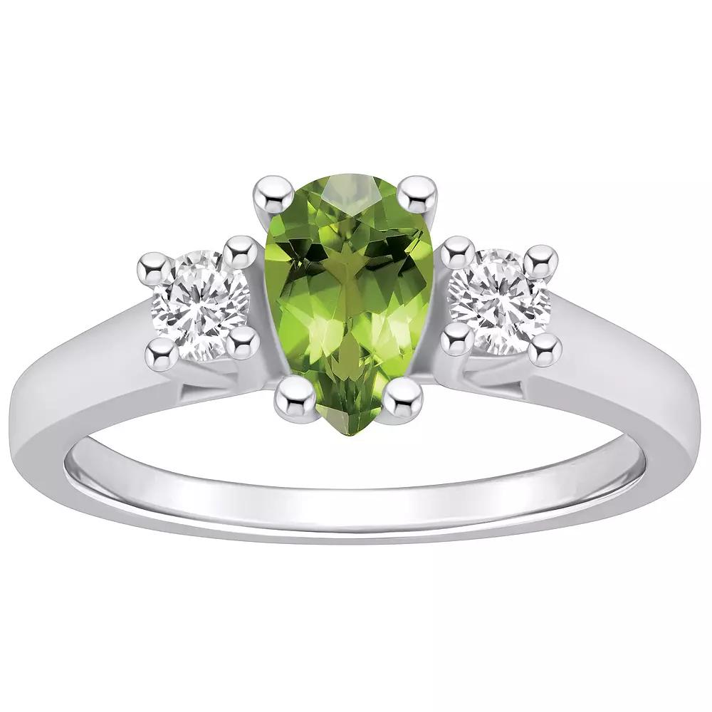 Alyson Layne 14k Gold Pear Cut Peridot & 1/4 Carat T.W. Diamond Ring, Women's, Size: 9, Green Product Image