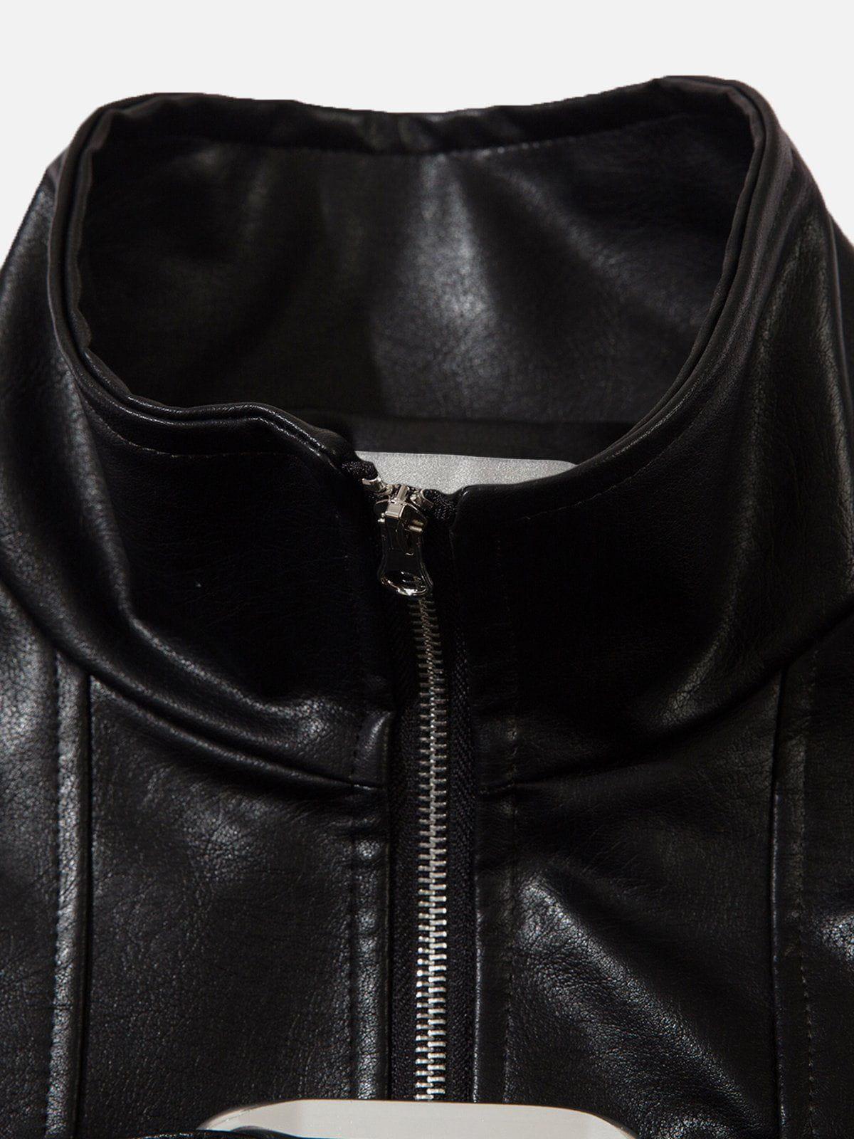 Aelfric Eden Metal Buckle Faux Leather Jacket Product Image