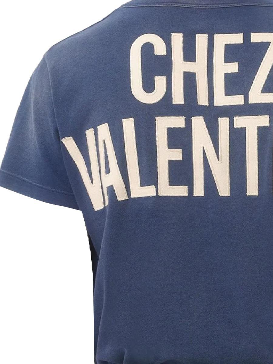 VALENTINO Garavani Navy Cotton T-shirt In Blue Product Image