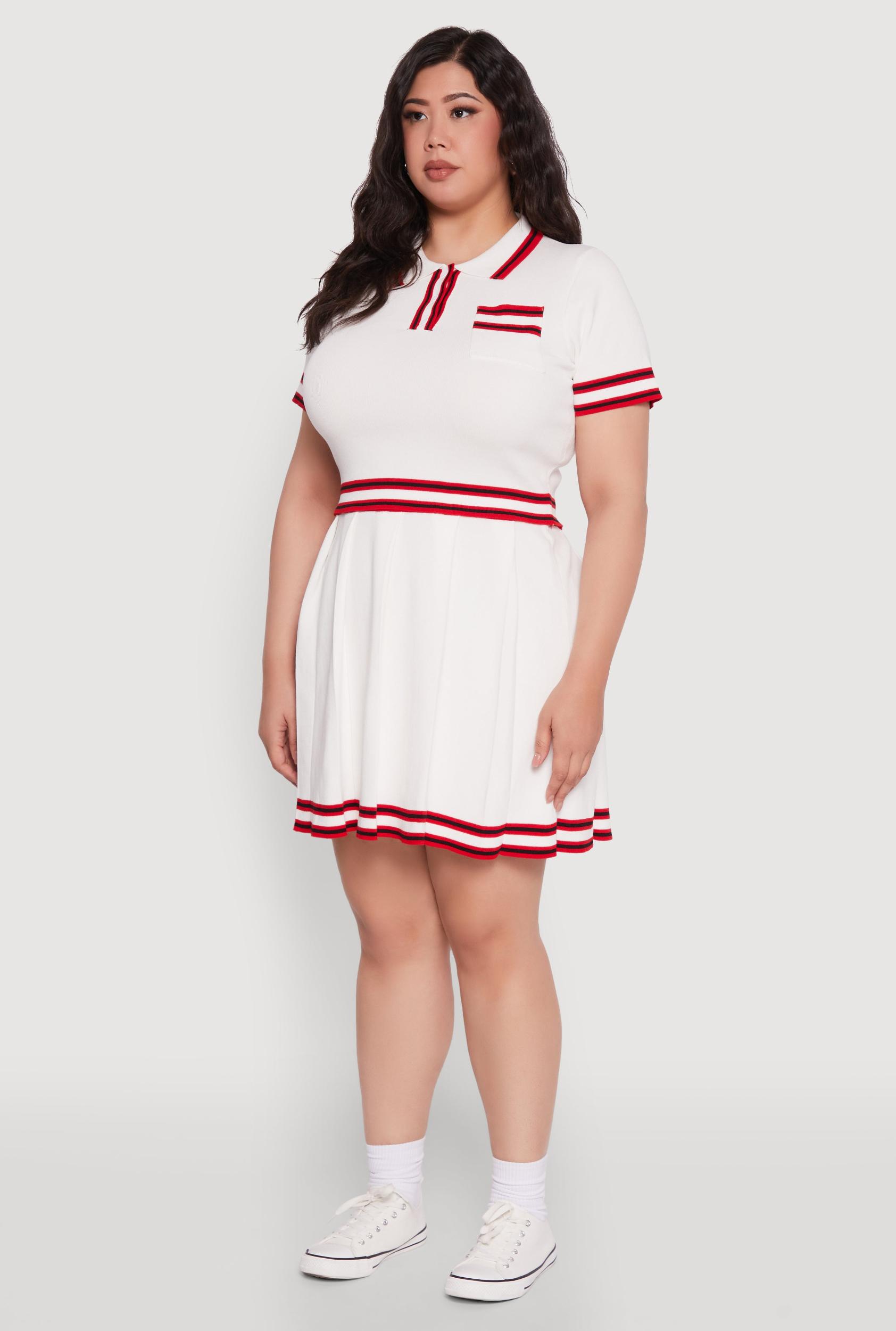 Plus Size Daisy Varsity Stripe Crop Top Female Product Image