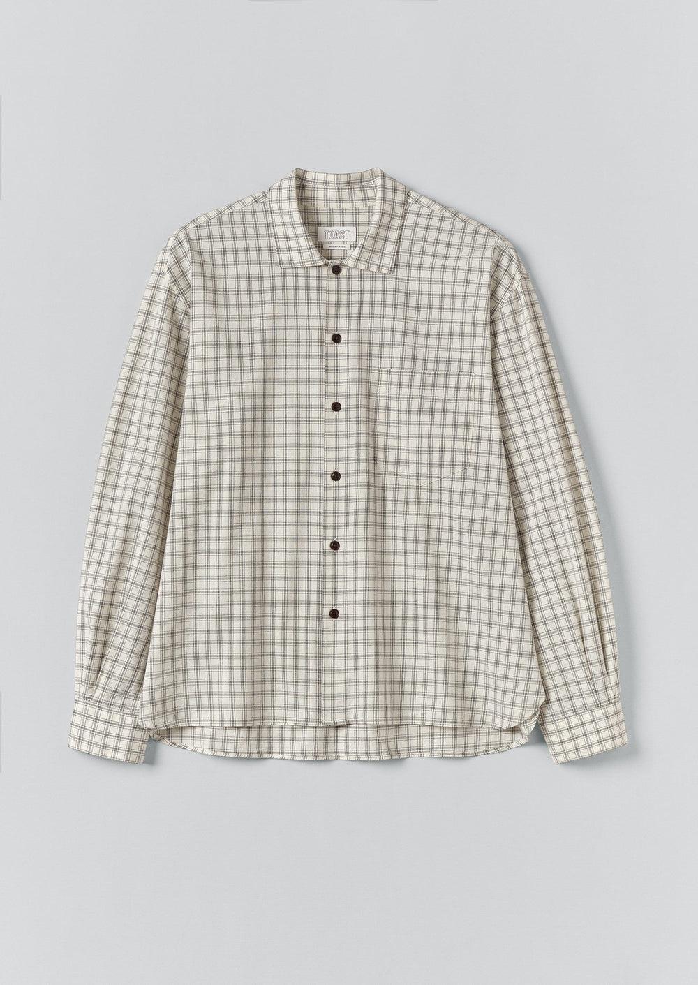 Cotton Window Pane Check Shirt | Ecru/Slate Product Image