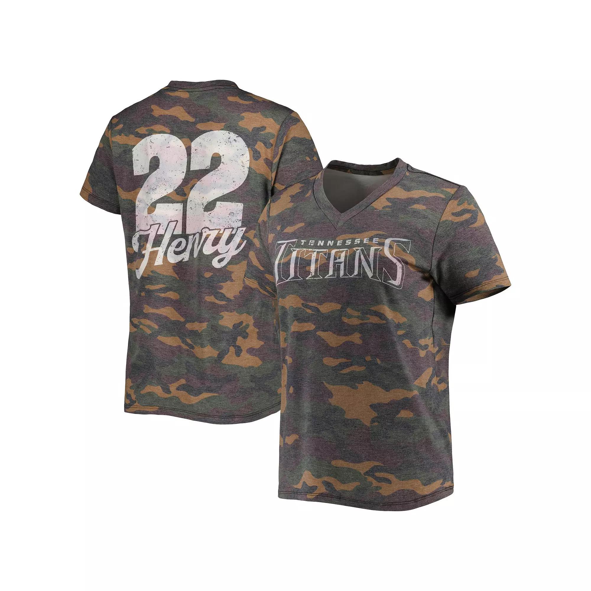 Womens Majestic Threads Derrick Henry Camo Tennessee Titans Name & Number V-Neck Tri-Blend T-Shirt Product Image