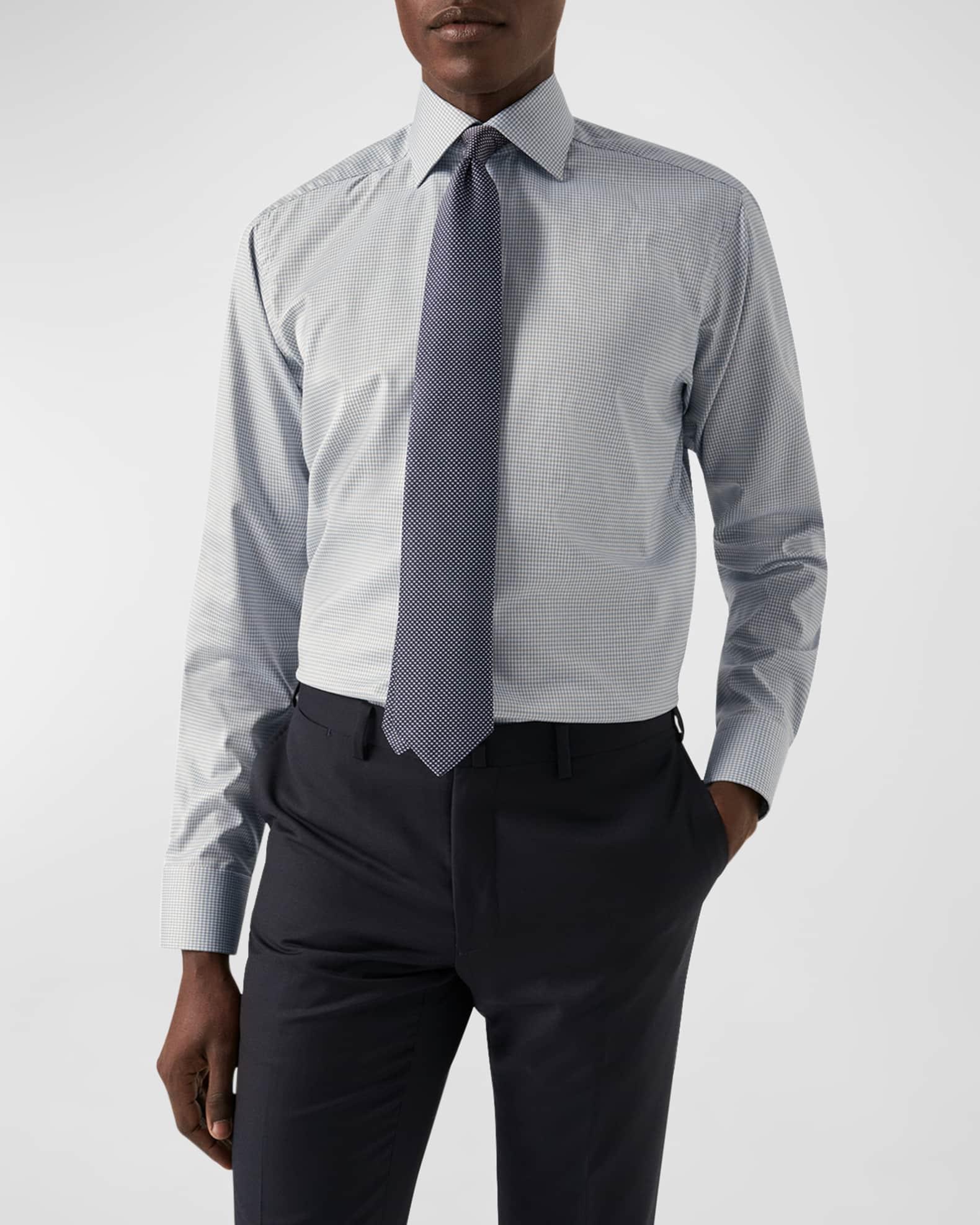 Men's Signature Micro-Check Contemporary-Fit Dress Shirt Product Image