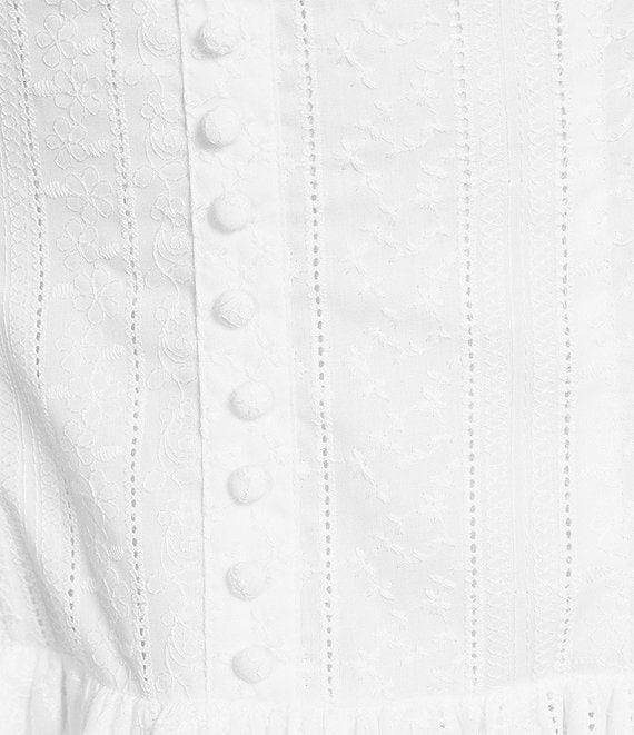 Gianni Bini Vitasta Square Neck Embroidered Cotton Bubble Hem Mini Dress Product Image