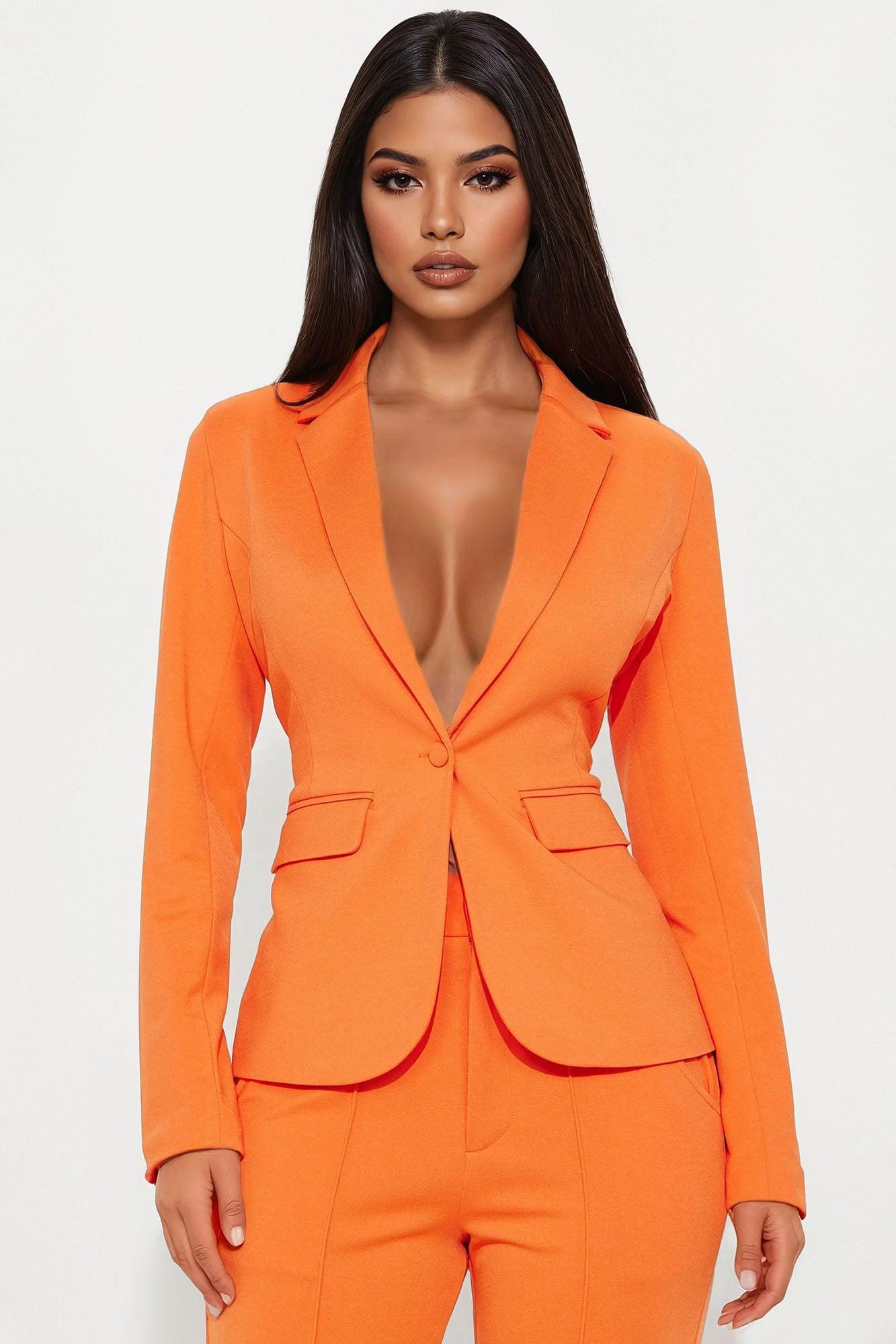 Business Per Usual Blazer Pant Set - Orange Female Product Image