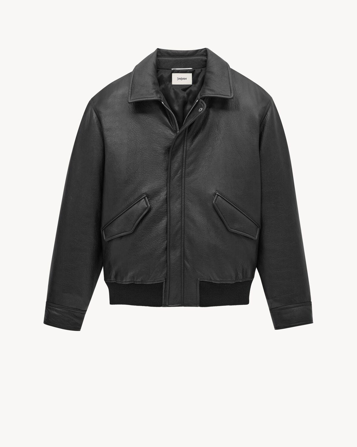 bomber jacket in grained lambskin Product Image