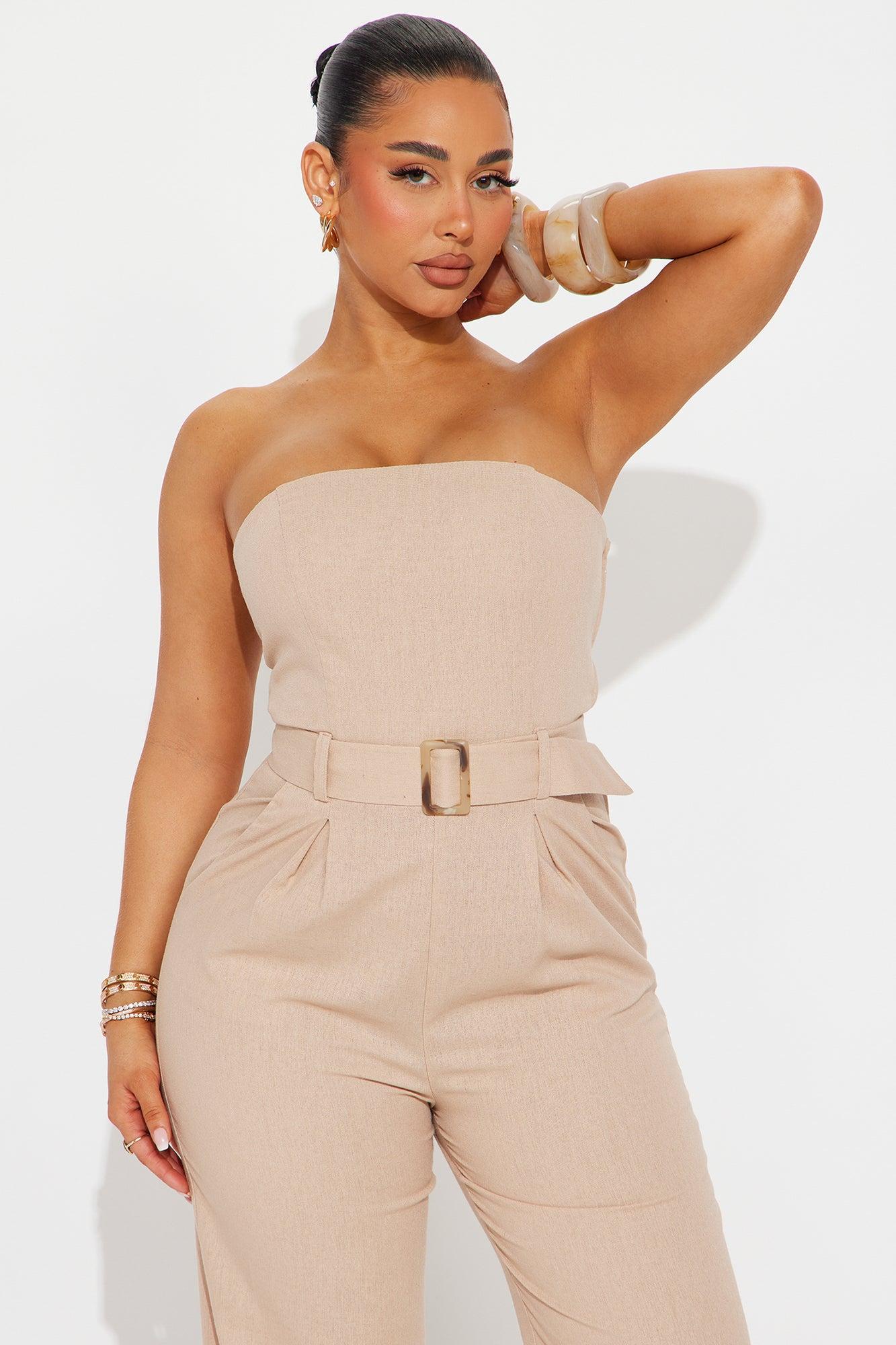 Leona Linen Jumpsuit - Taupe Product Image