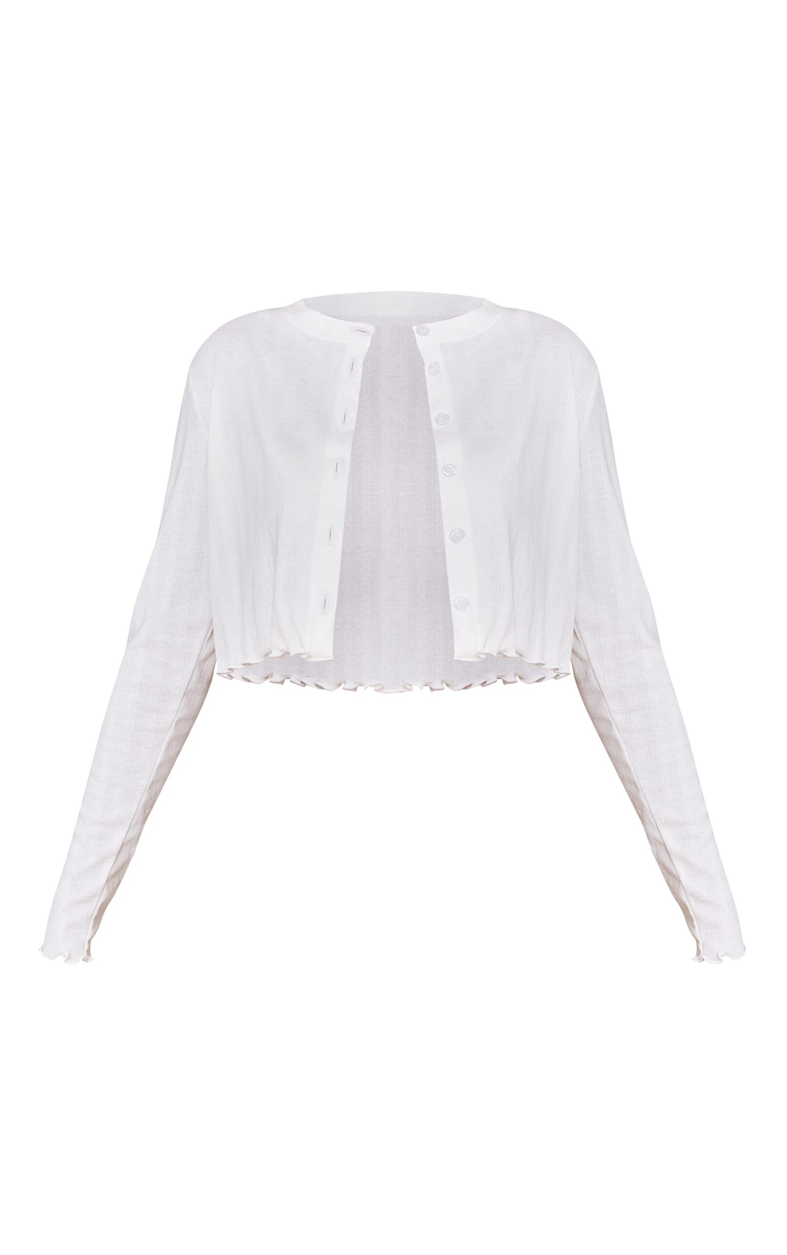 White Pointelle Frill 3 Piece Short Pj Set Product Image