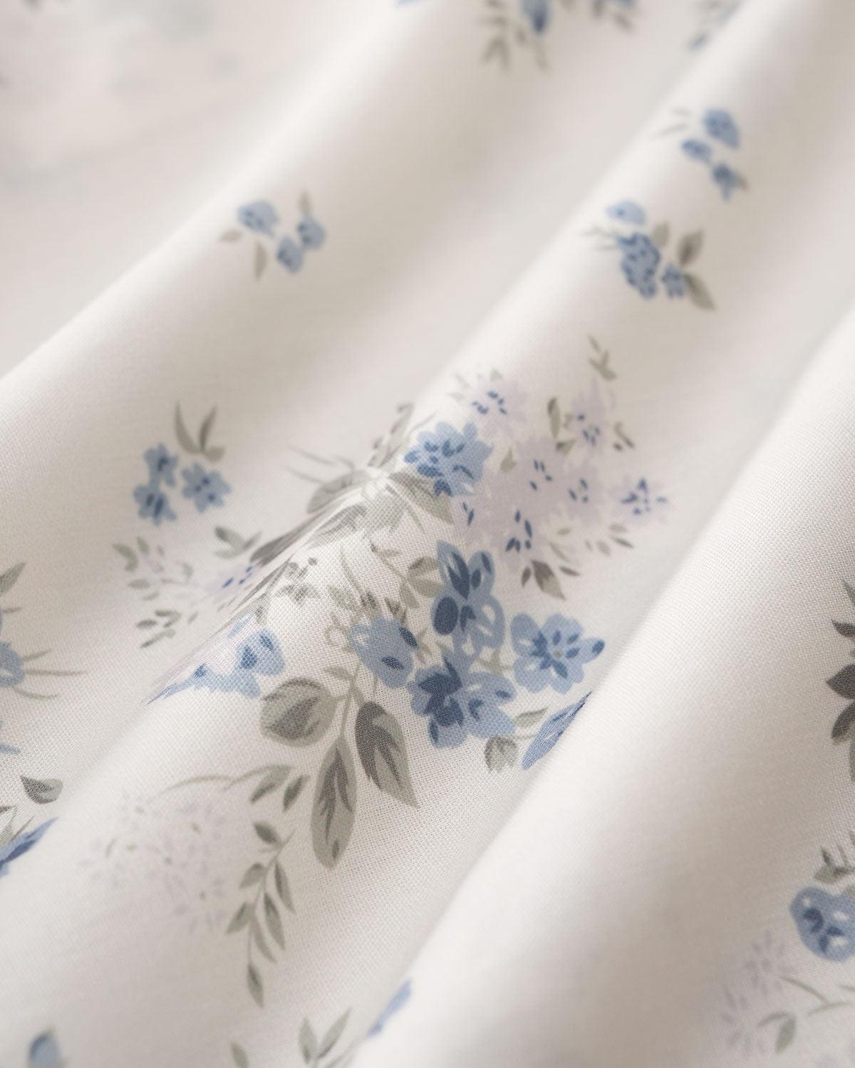 Blue Floral V Neck Button Blouse Product Image