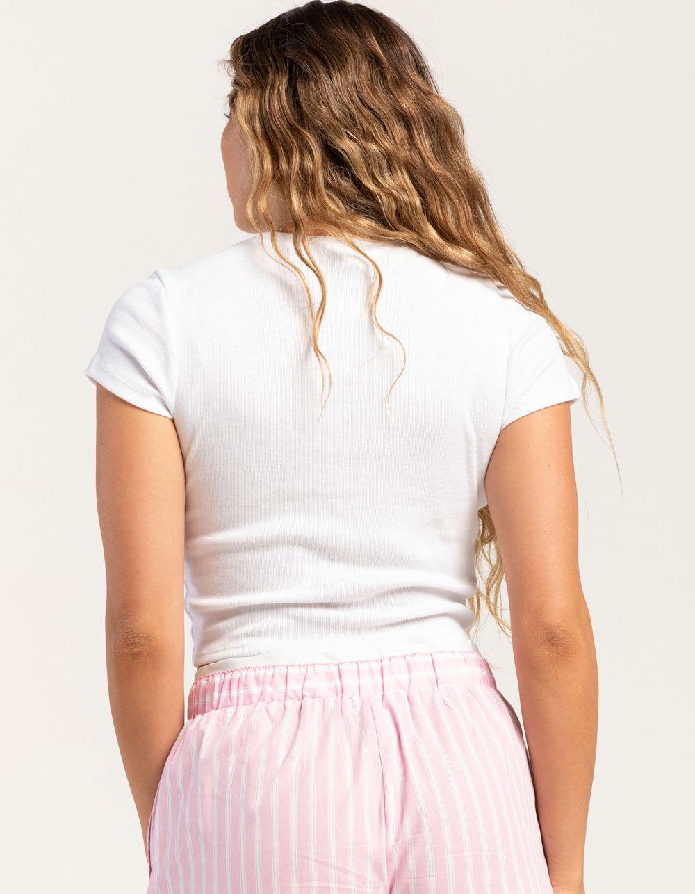 RSQ Womens 100% Chance of Tears Baby Tee - WHITE Product Image