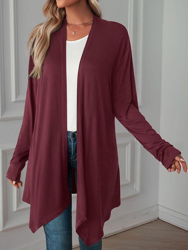 Long Sleeves Loose Solid Color Statement Collar Outerwear Product Image