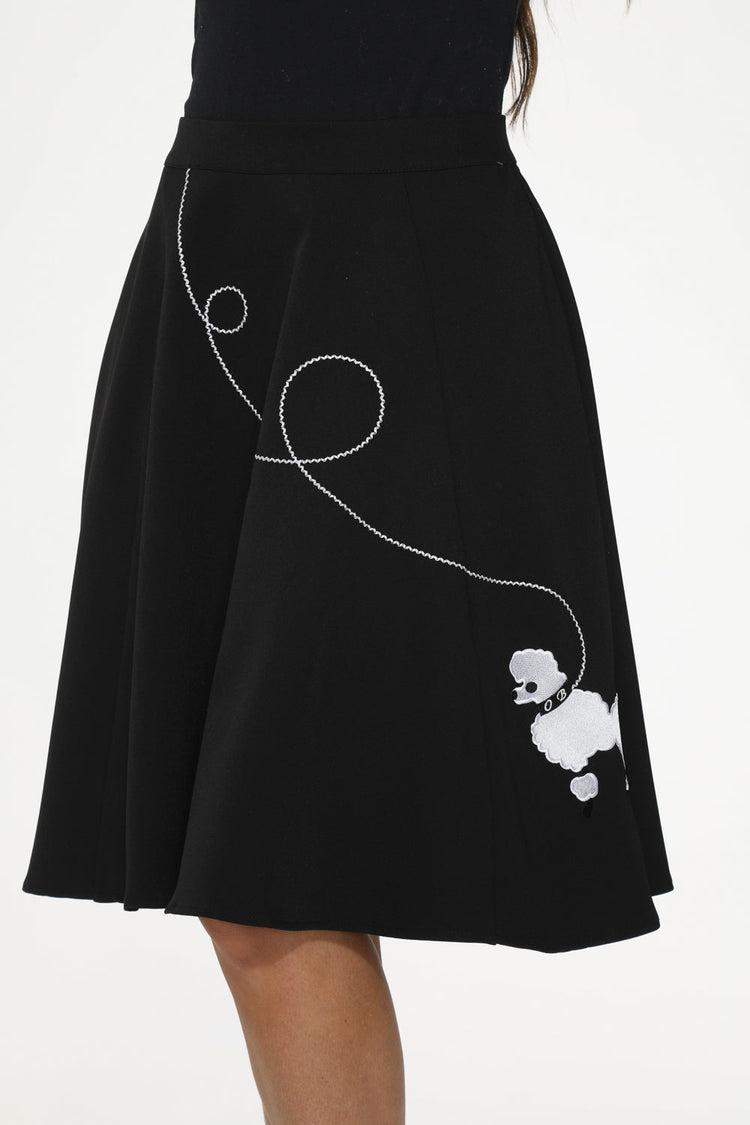 Black Embroidered Poodle Skirt Product Image