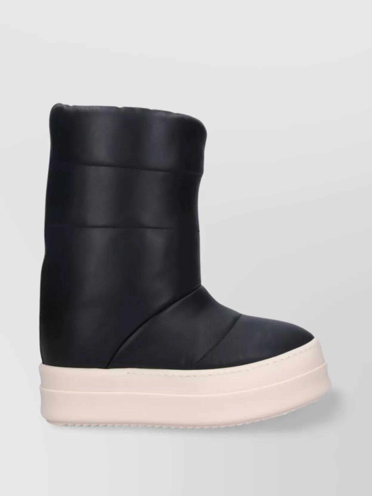 RICK OWENS Round Toe Ankle Boots With Contrast Sole In Black Product Image