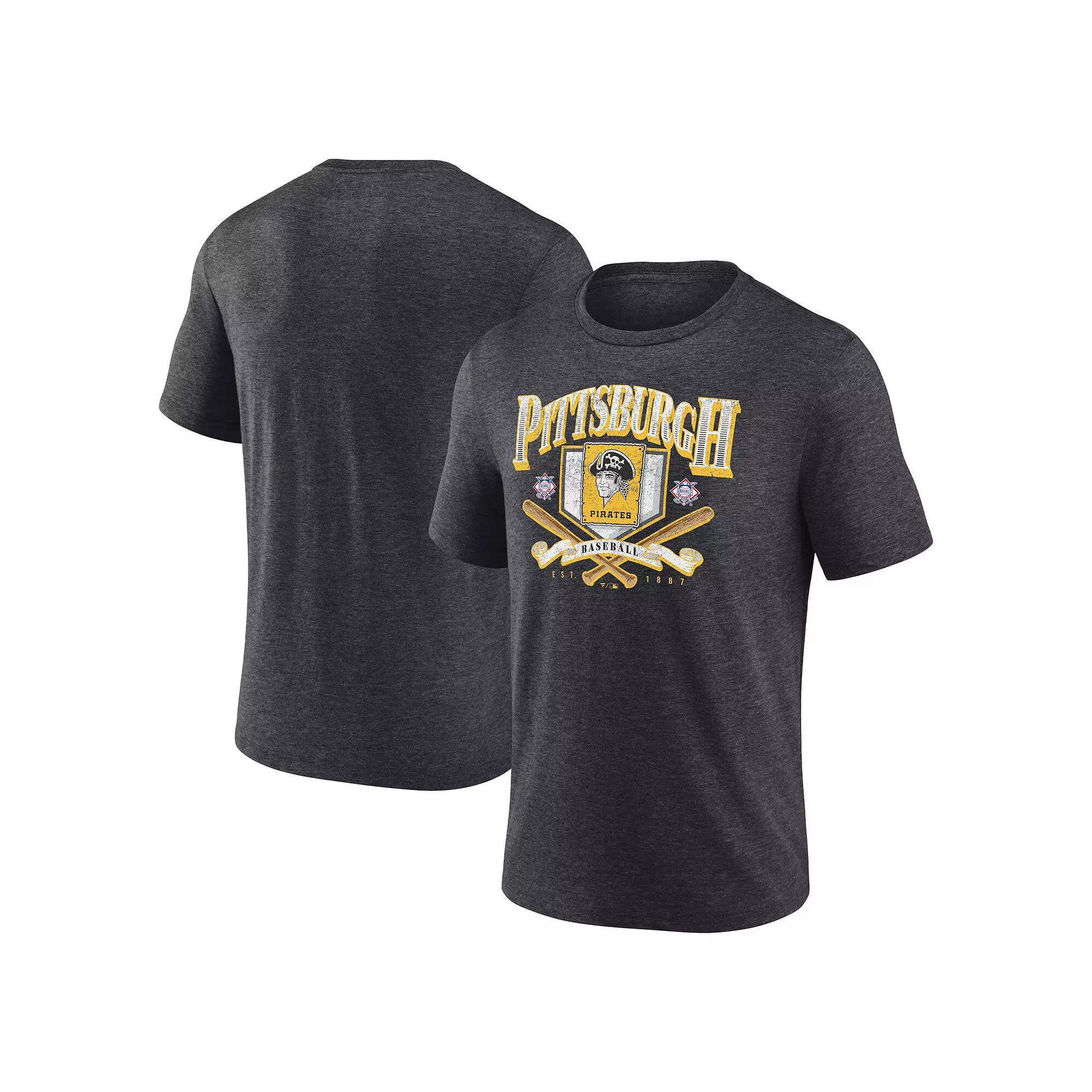 Men's Fanatics Branded Heather Charcoal Pittsburgh Pirates Home Team Tri-Blend T-Shirt,  Product Image