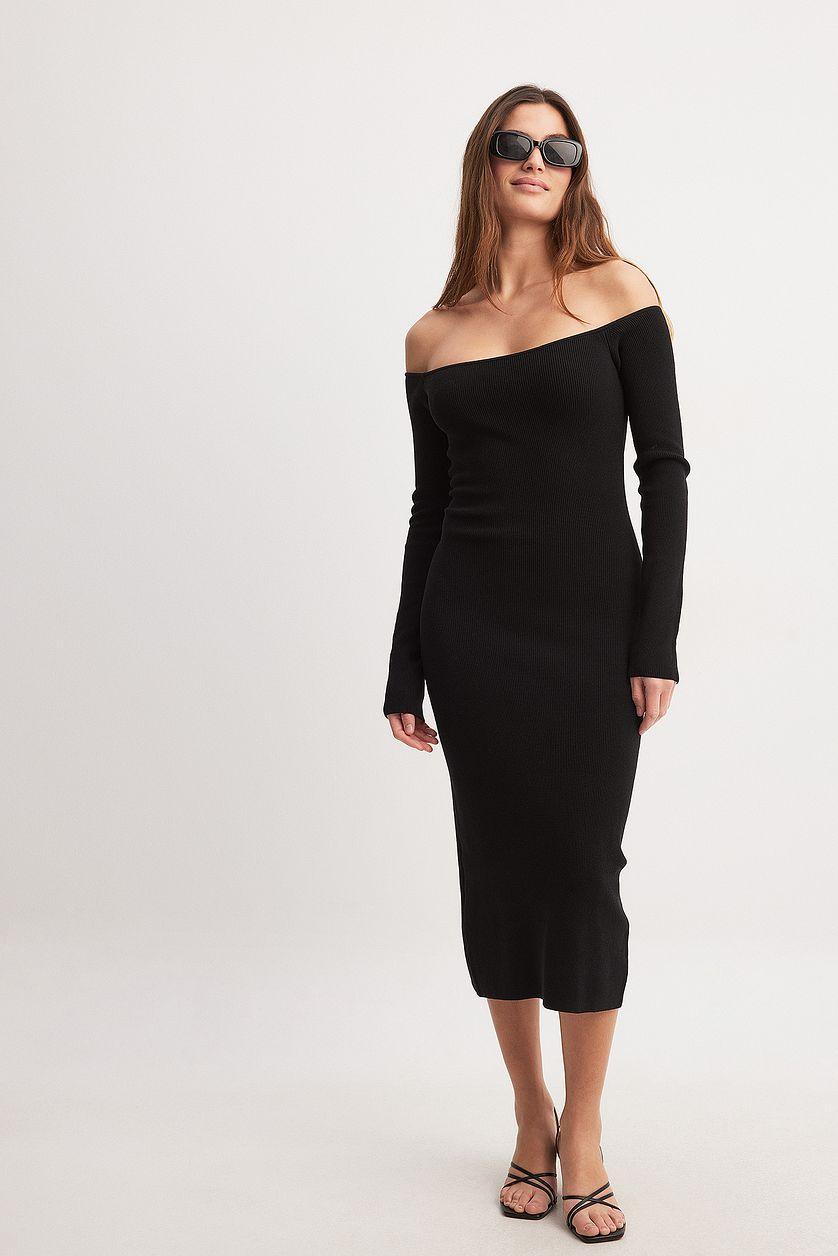Offshoulder Knitted Midi Dress Product Image