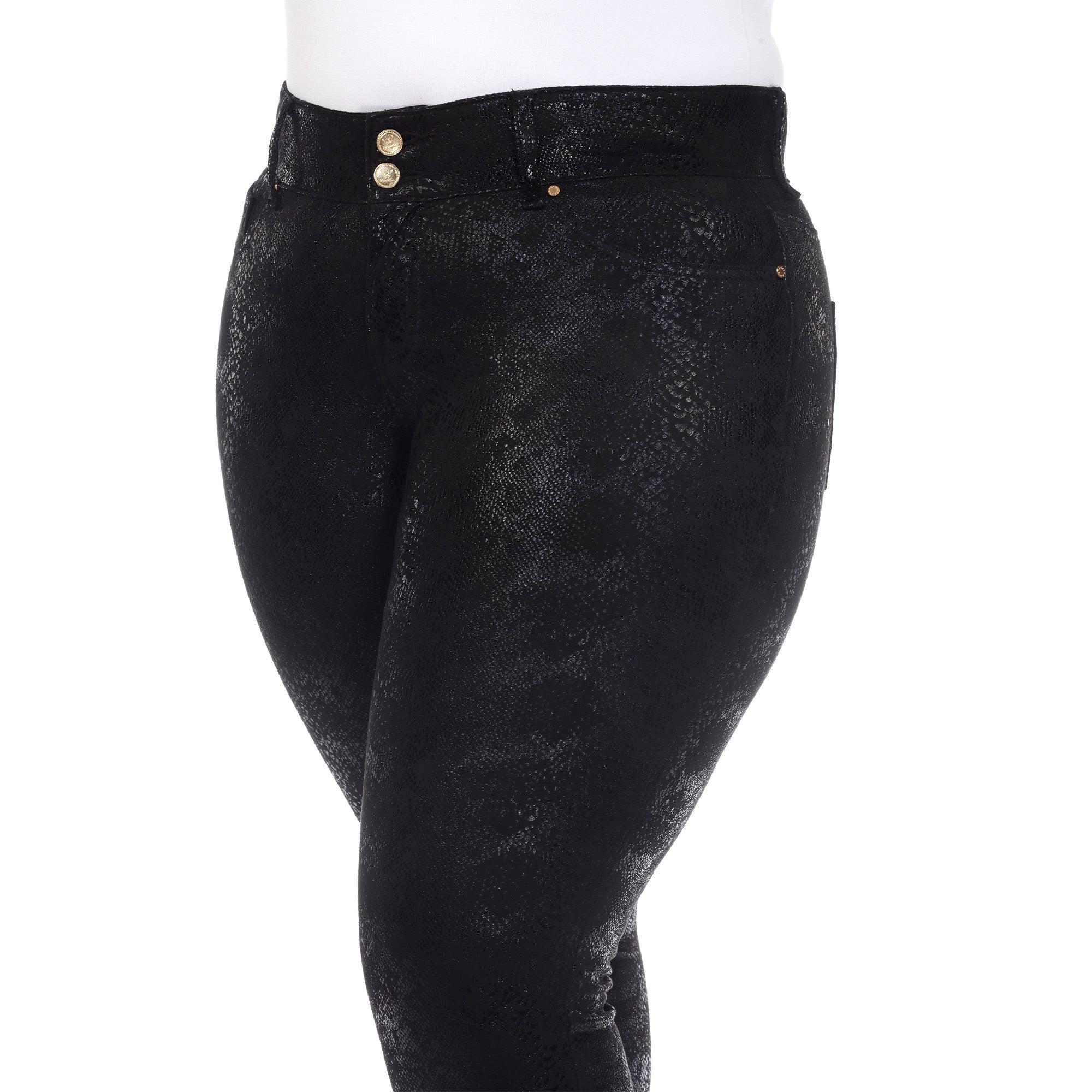 Faux Suede Snake Print Pants - Plus Product Image
