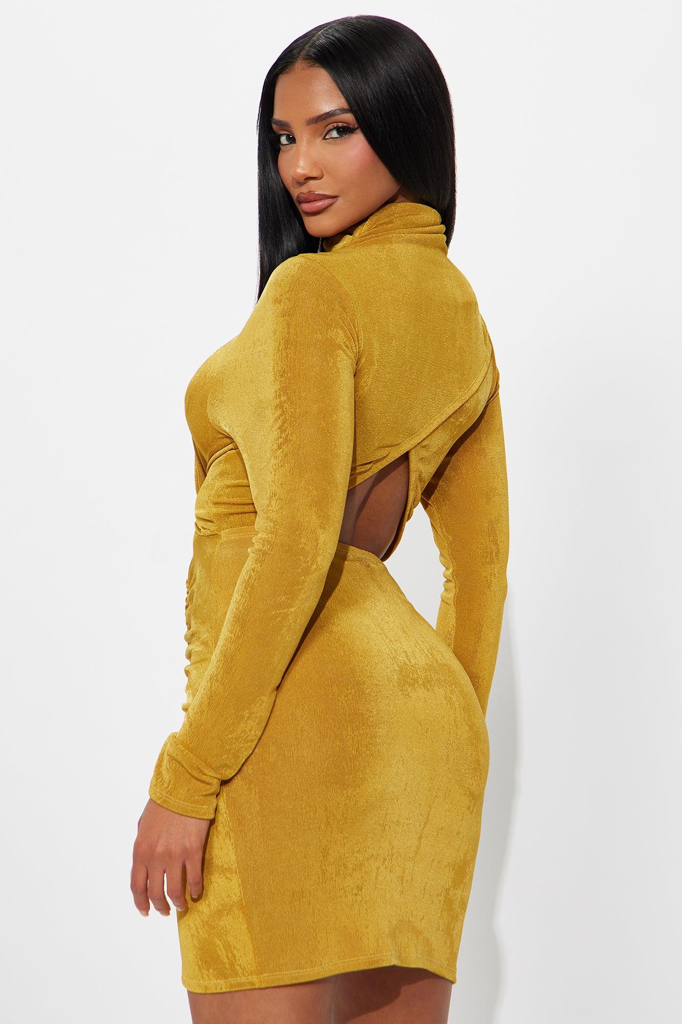 Taylor Ruched Mini Dress - Gold Female Product Image
