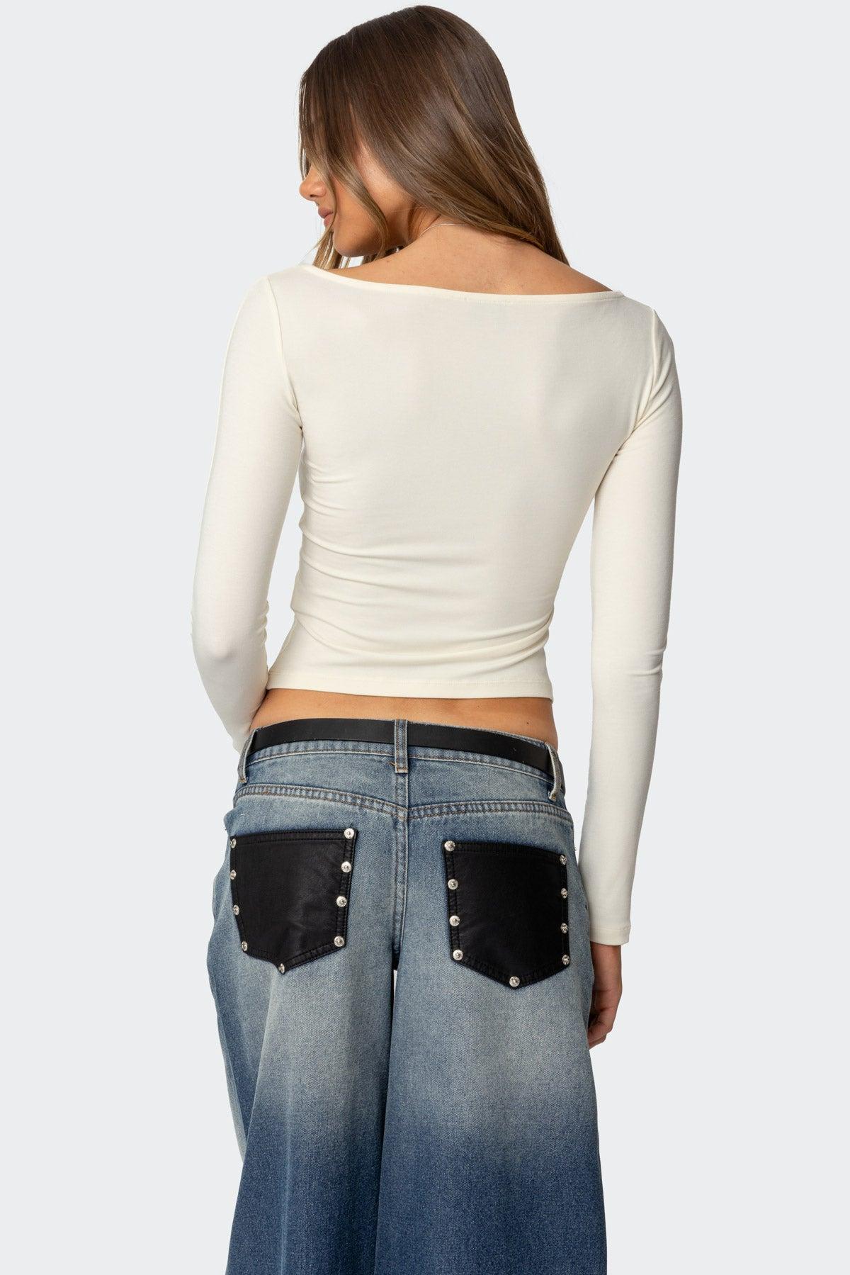 Nikola Ribbed Boat Neck Top Product Image