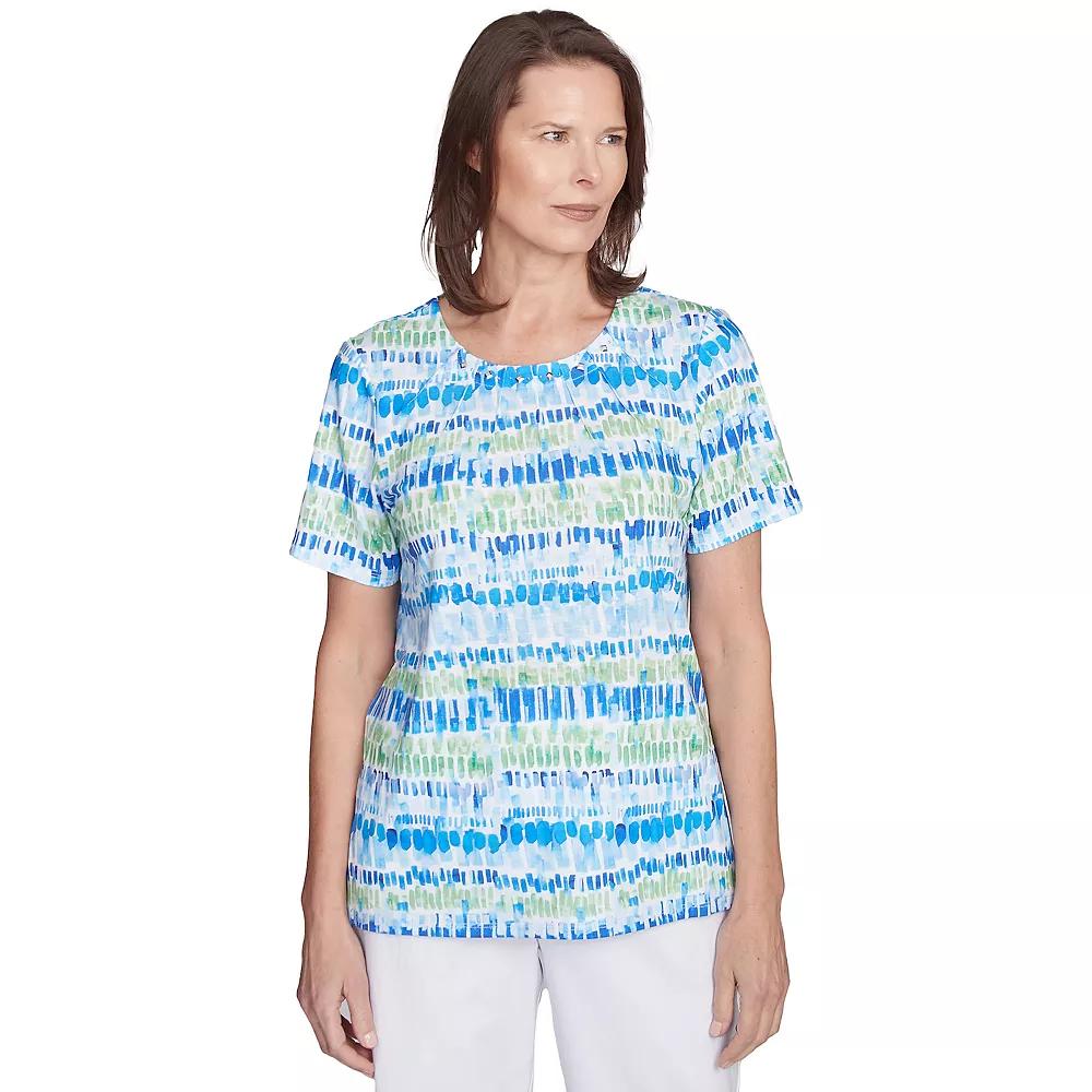Women's Alfred Dunner Tie Dye Chicklet Tee, Size: XL, Blue Team Product Image